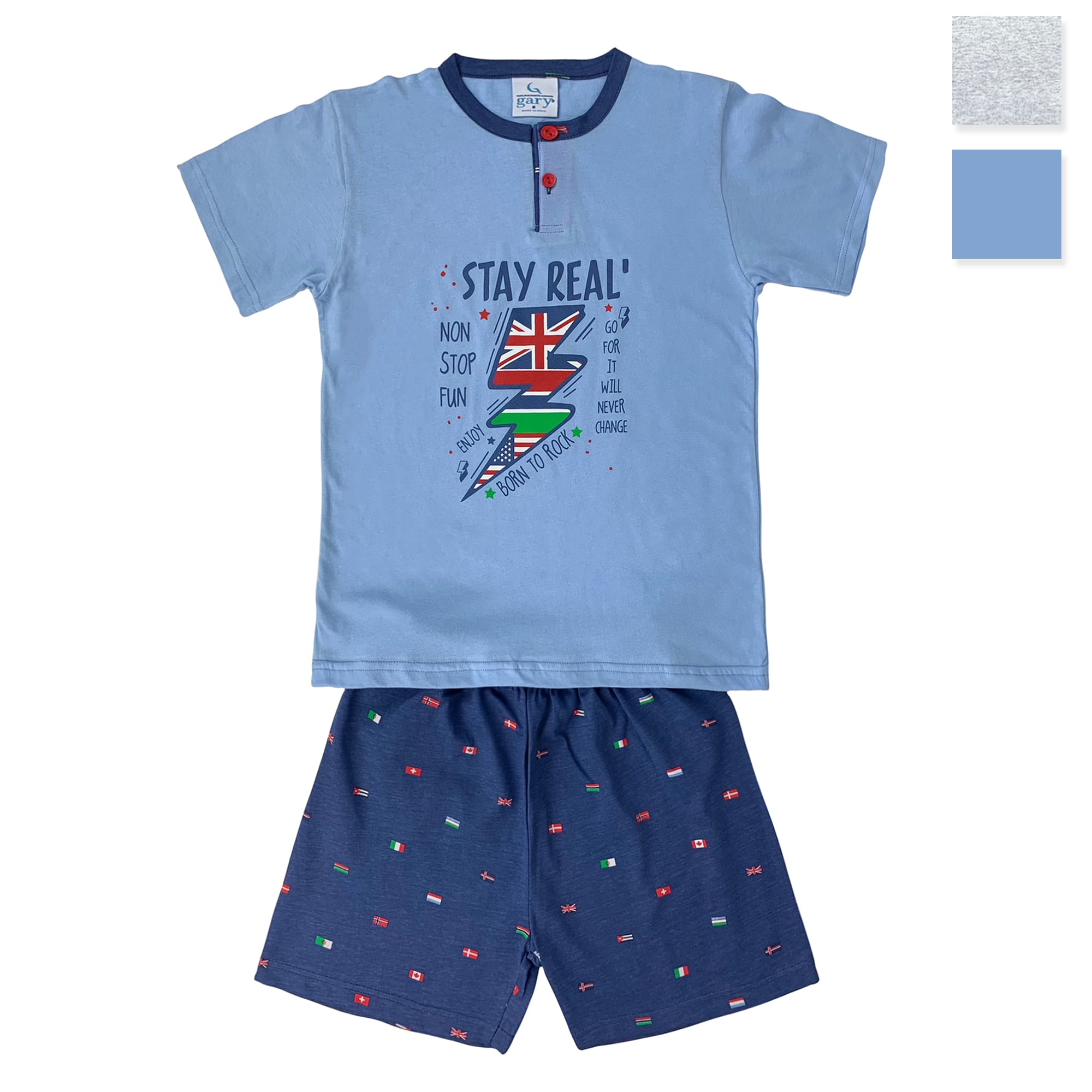 Pigiama bambino mezze maniche Gary primavera estate 2 pezzi in cotone 4173