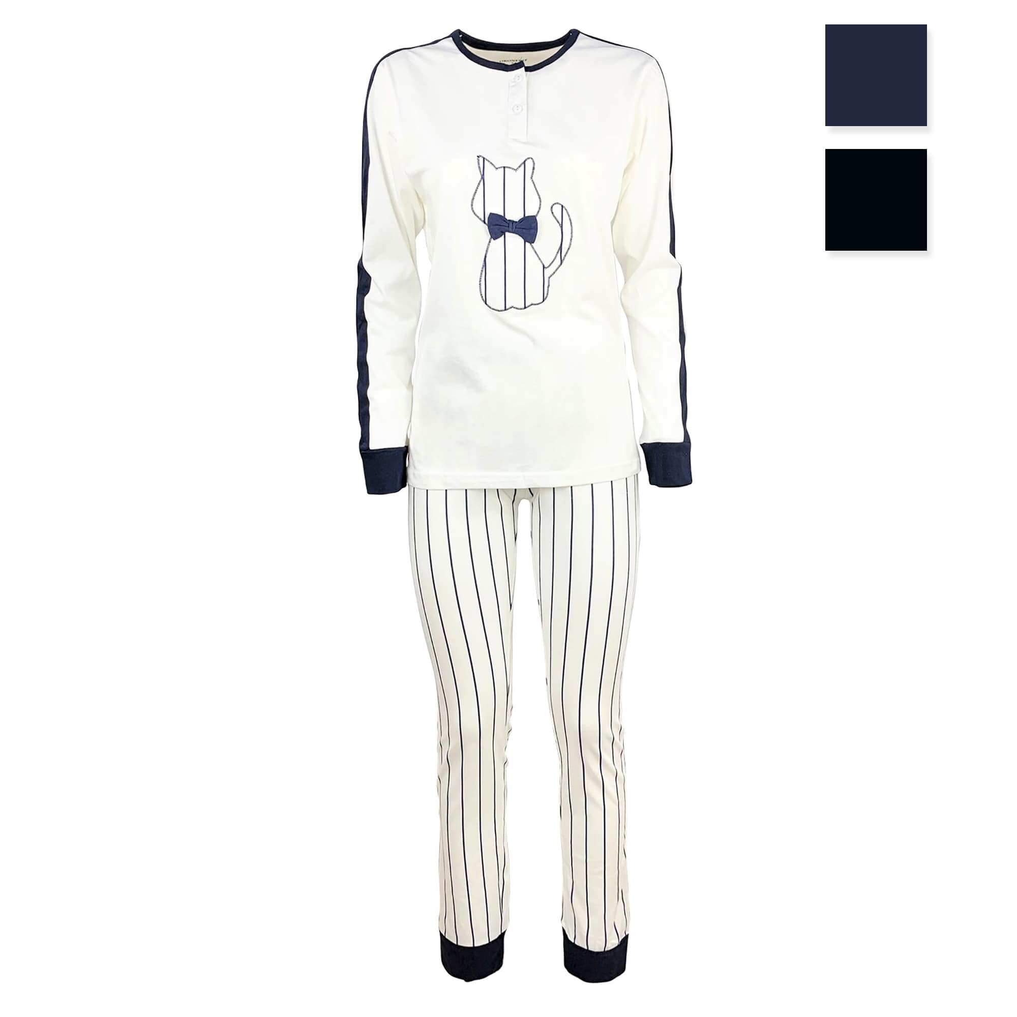 Pigiama lungo donna primaverile Oronero pantalone maglia maniche lunghe 4175