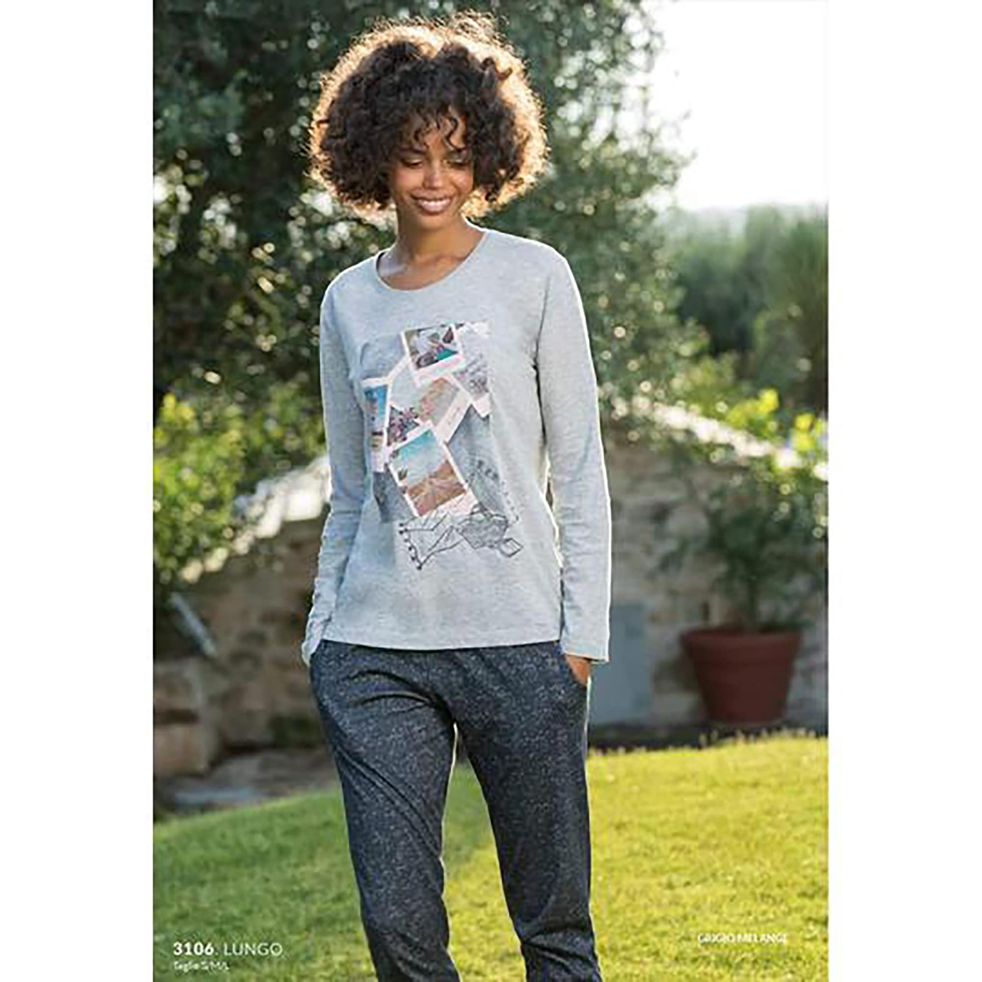 Pigiama lungo donna primaverile Jadea pantalone maglia maniche lunghe 4179