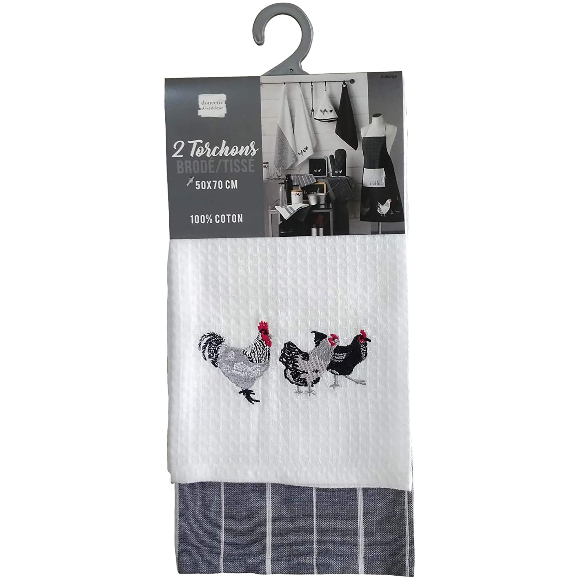 Set strofinacci da cucina Douceur d'intérieur canovacci 2 pezzi 100% cotone 4228