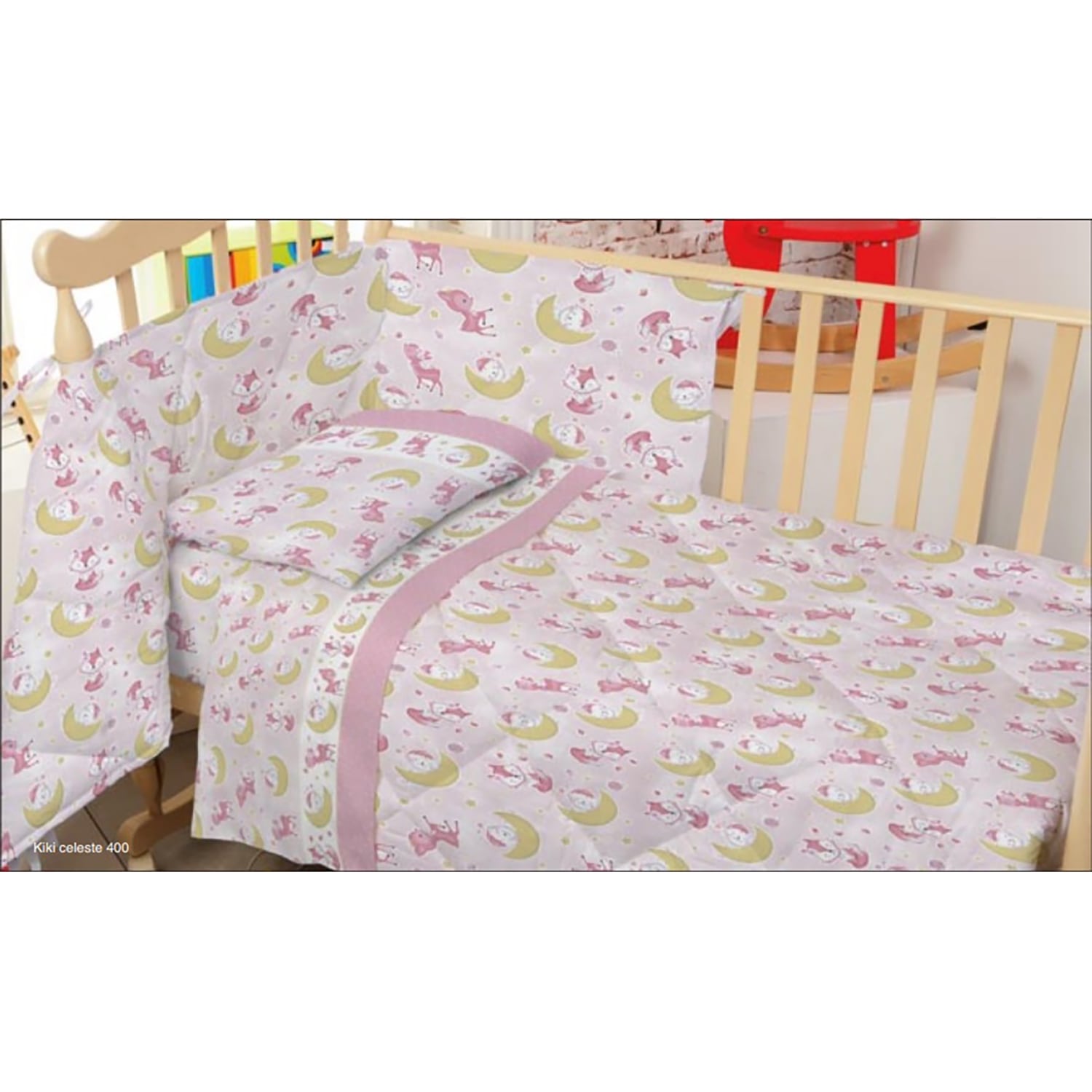 Completo lenzuola culla lettino in cotone Biancaluna stampato set 3pz 4308