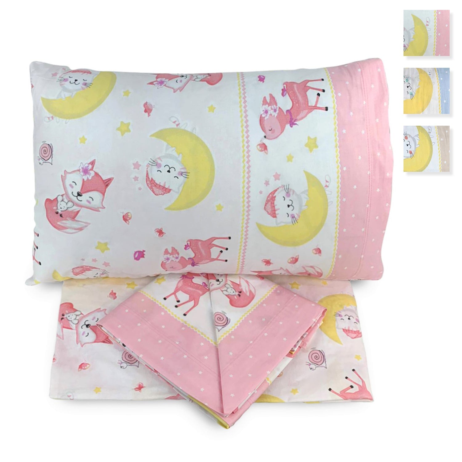 Completo lenzuola culla lettino in cotone Biancaluna stampato set 3pz 4308