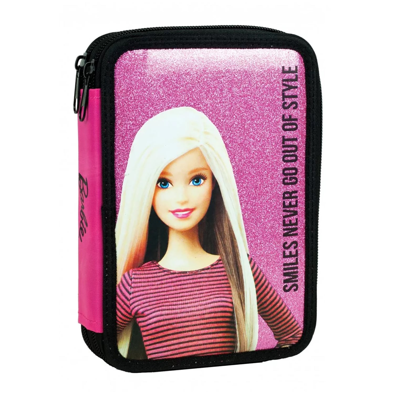 Astuccio borsello scuola Barbie glitter ufficiale colori 2 scomparti 4
