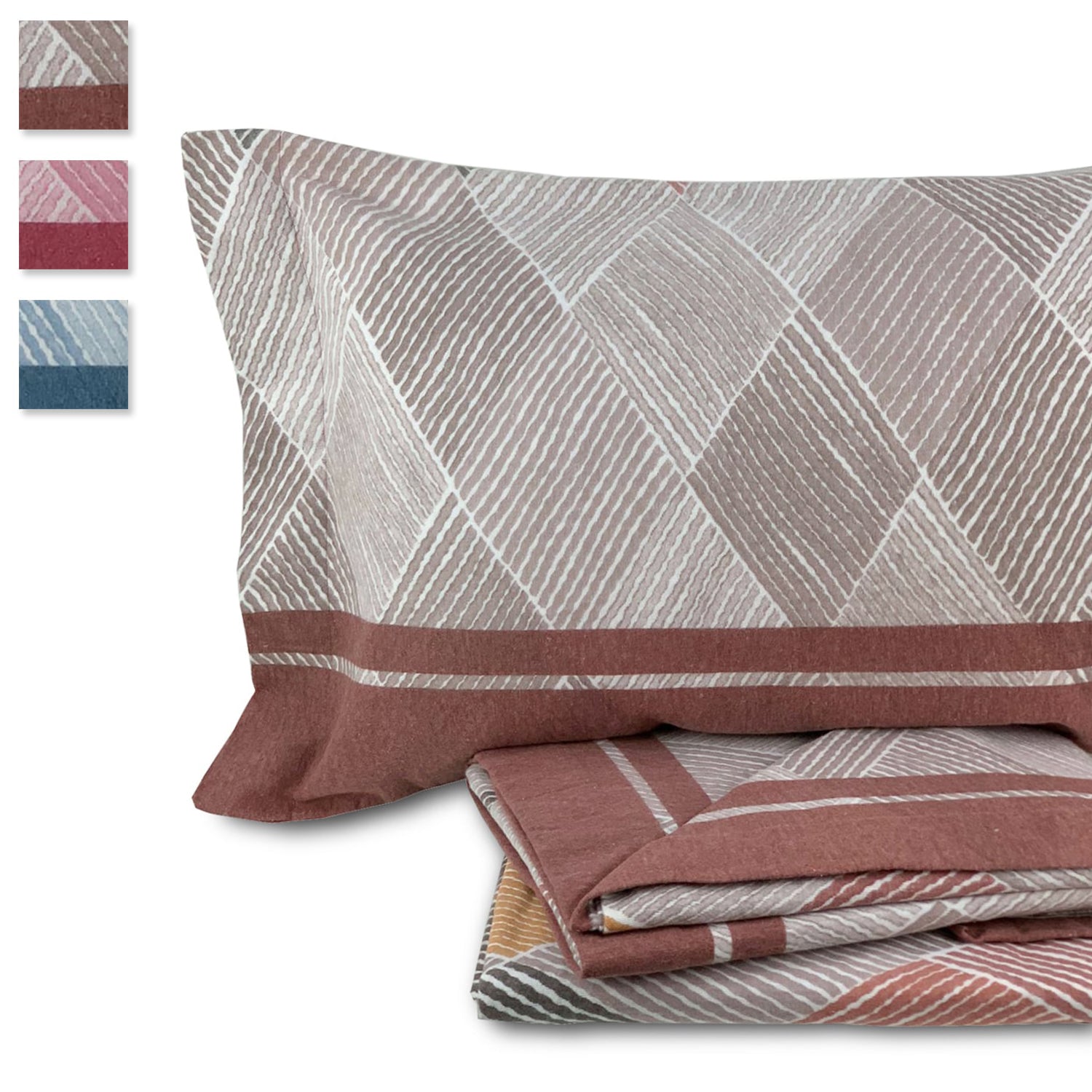 Completo lenzuola in flanella di cotone matrimoniale Biancaluna 2 piazze 4355