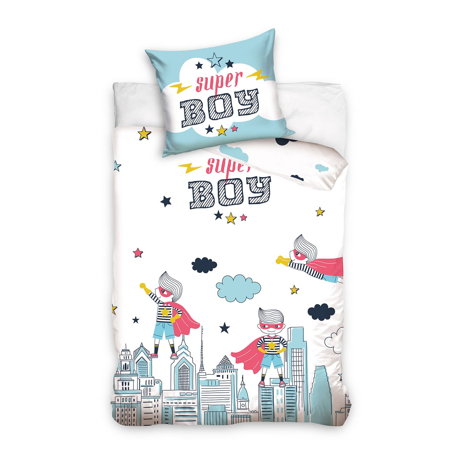 Set letto singolo copripiumino + federa ufficiale Super Boy cotone 4396