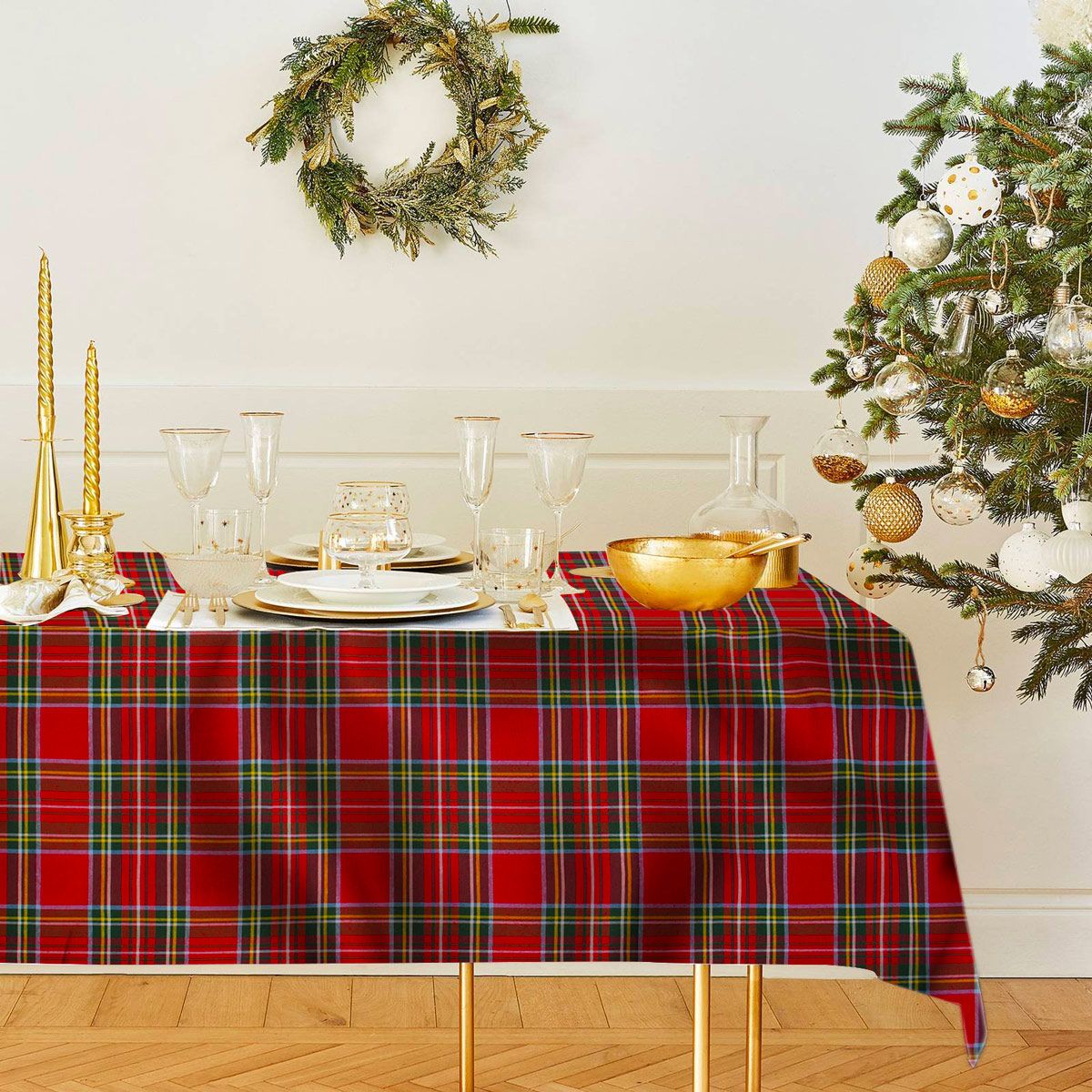 Copritavolo Natalizio Maestri Cotonieri Scozzese Tartan tovaglia 12 posti 4544