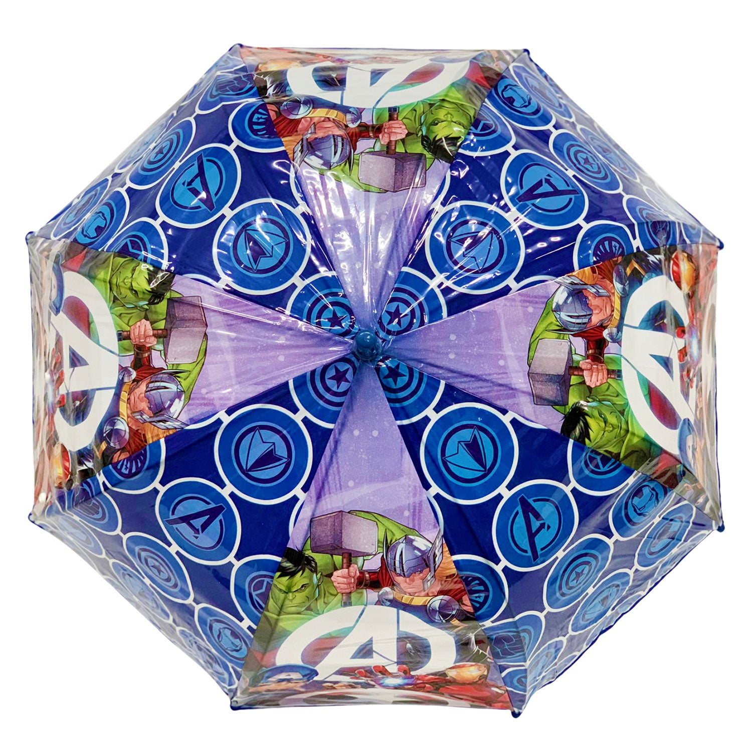 Ombrello Marvel Avengers trasparente automatico bambini manico ufficiale 4578