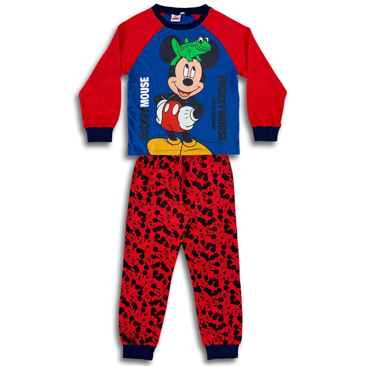 Pigiama Disney Mickey Mouse ufficiale maniche lunghe in cotone bambino 4589