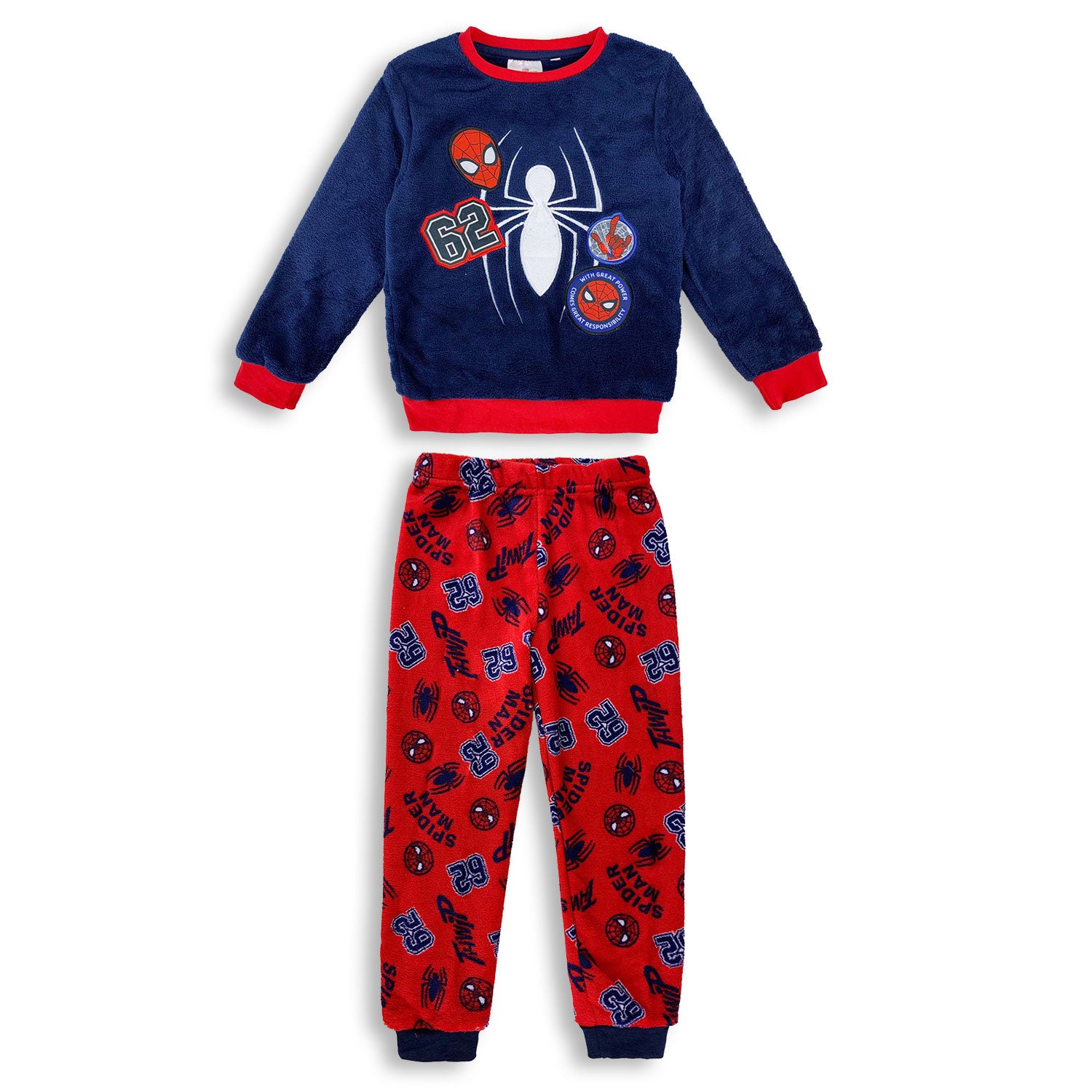 Pigiama Marvel Spiderman invernale bimbo in pile ufficiale e ricamo bambino 4601