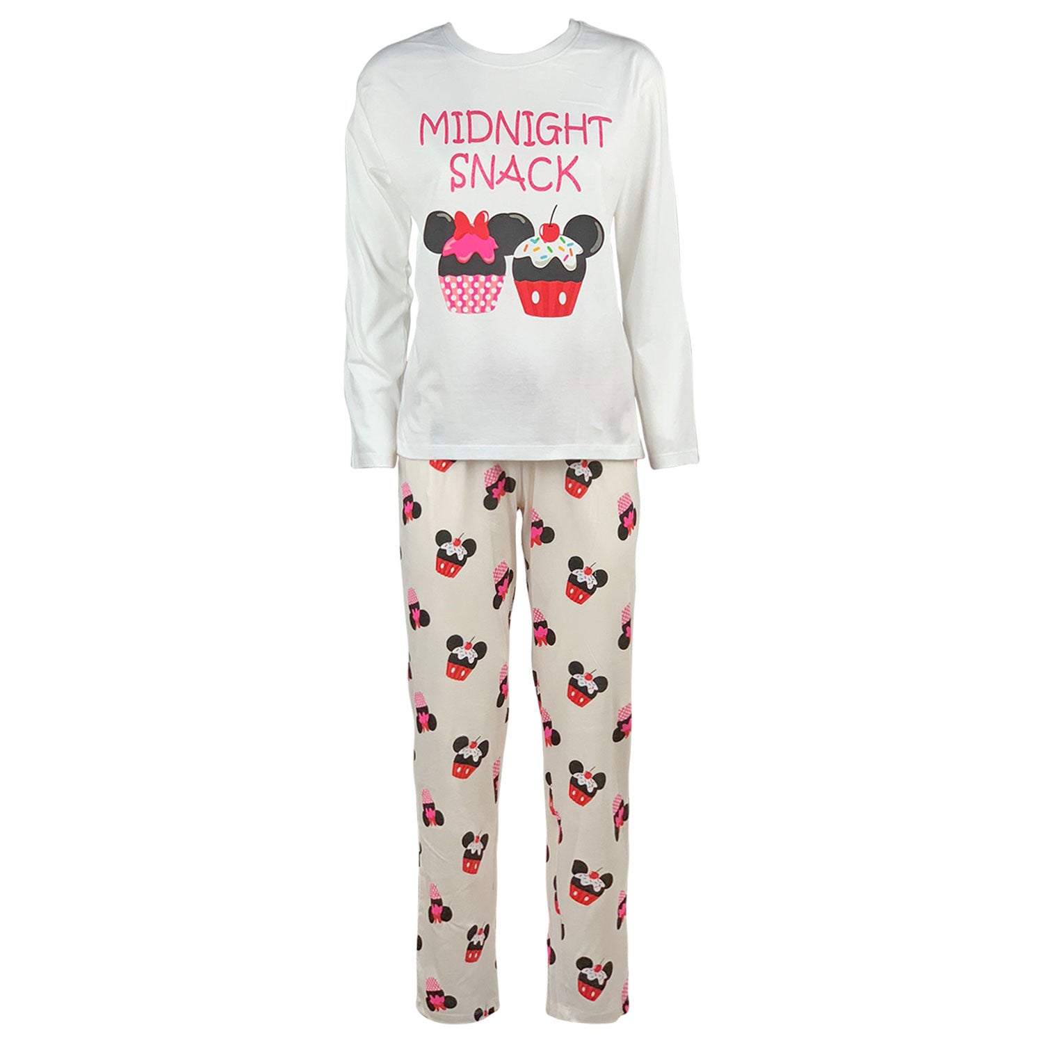 Pigiama lungo donna Disney Minnie Mouse maglia pantalone ragazza in cotone 4733
