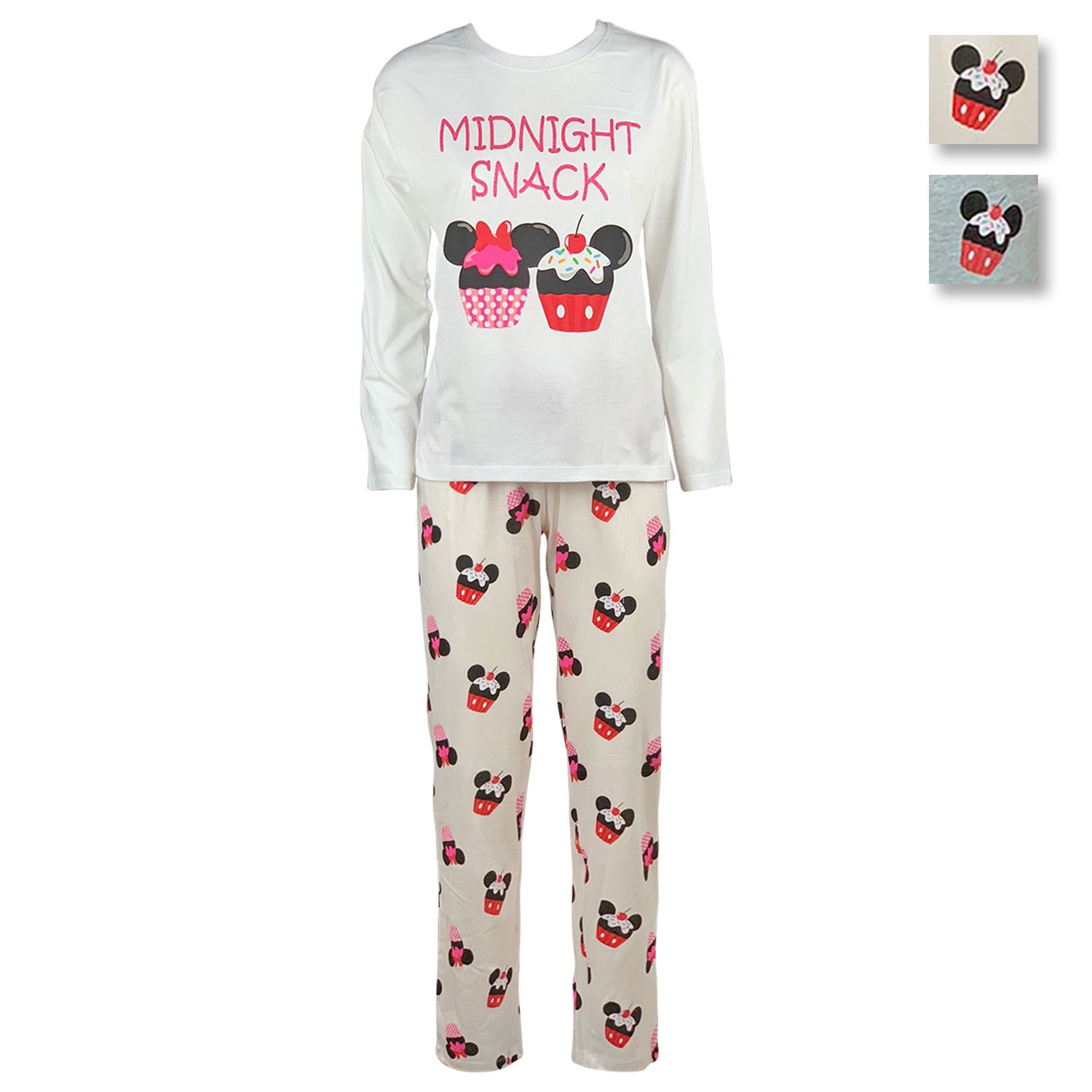 Pigiama lungo donna Disney Minnie Mouse maglia pantalone ragazza in cotone 4733