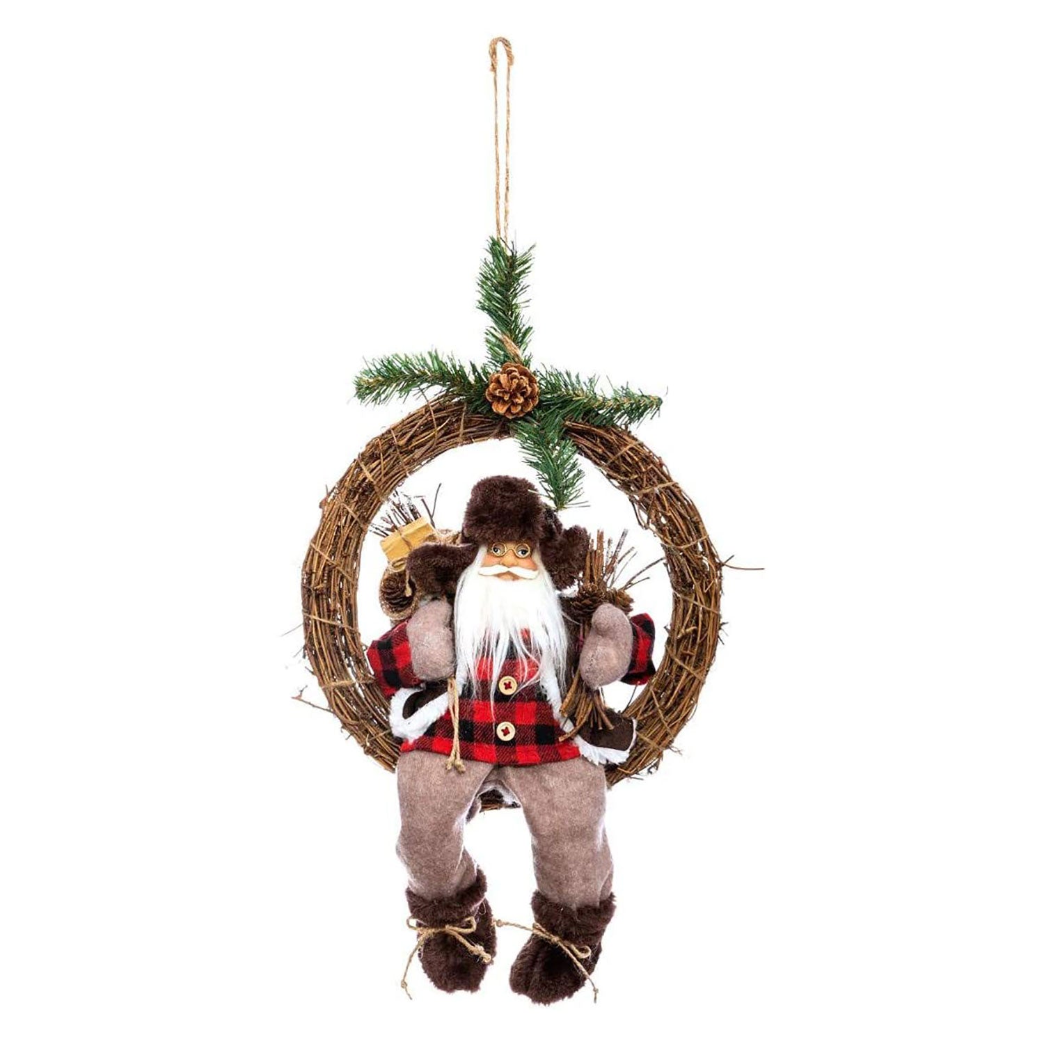 Ghirlanda natalizia Fuoriporta decori Corona Babbo Natale ornamentale D27 4807