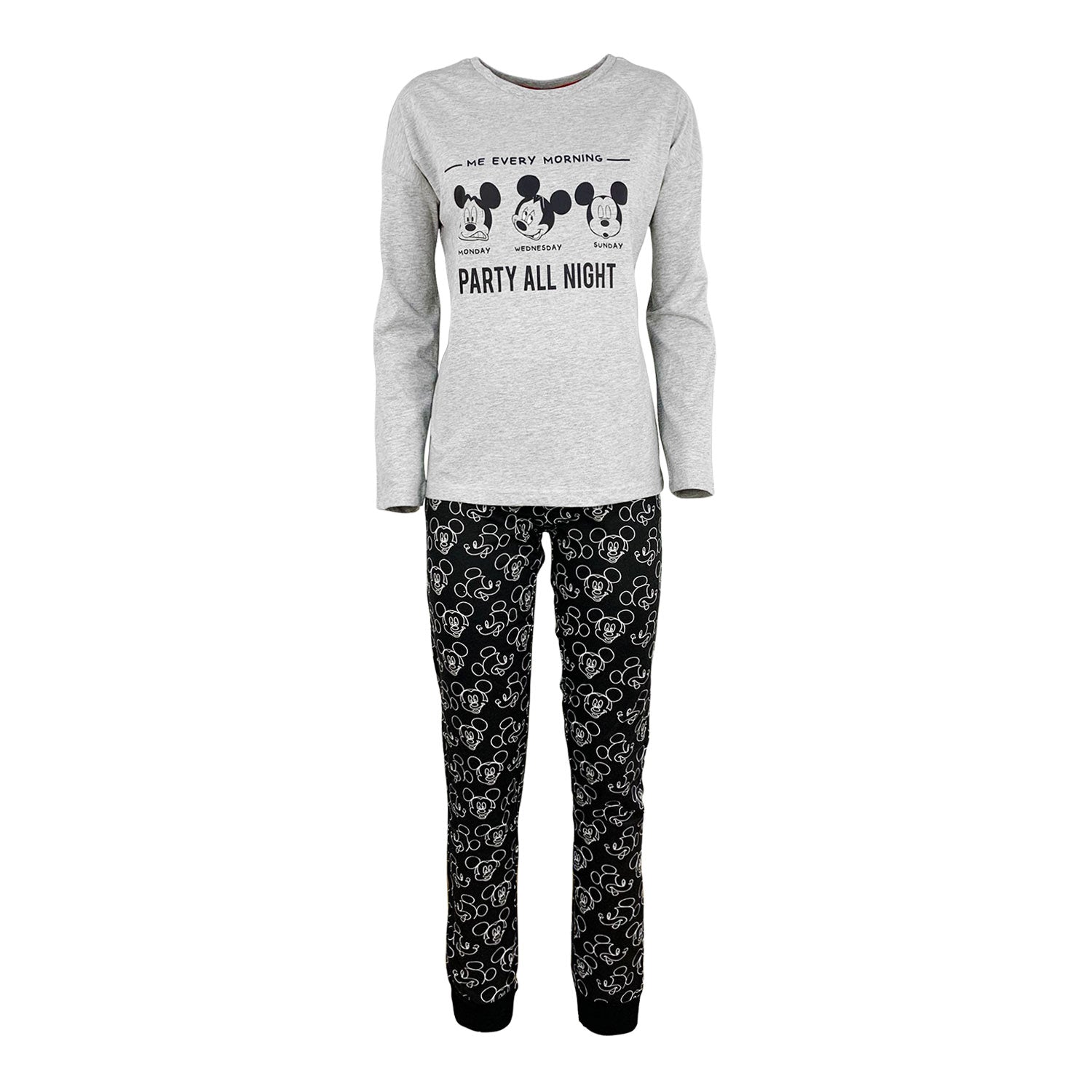 Pigiama lungo donna Disney Mickey Mouse maglia pantalone ragazza in cotone 4846