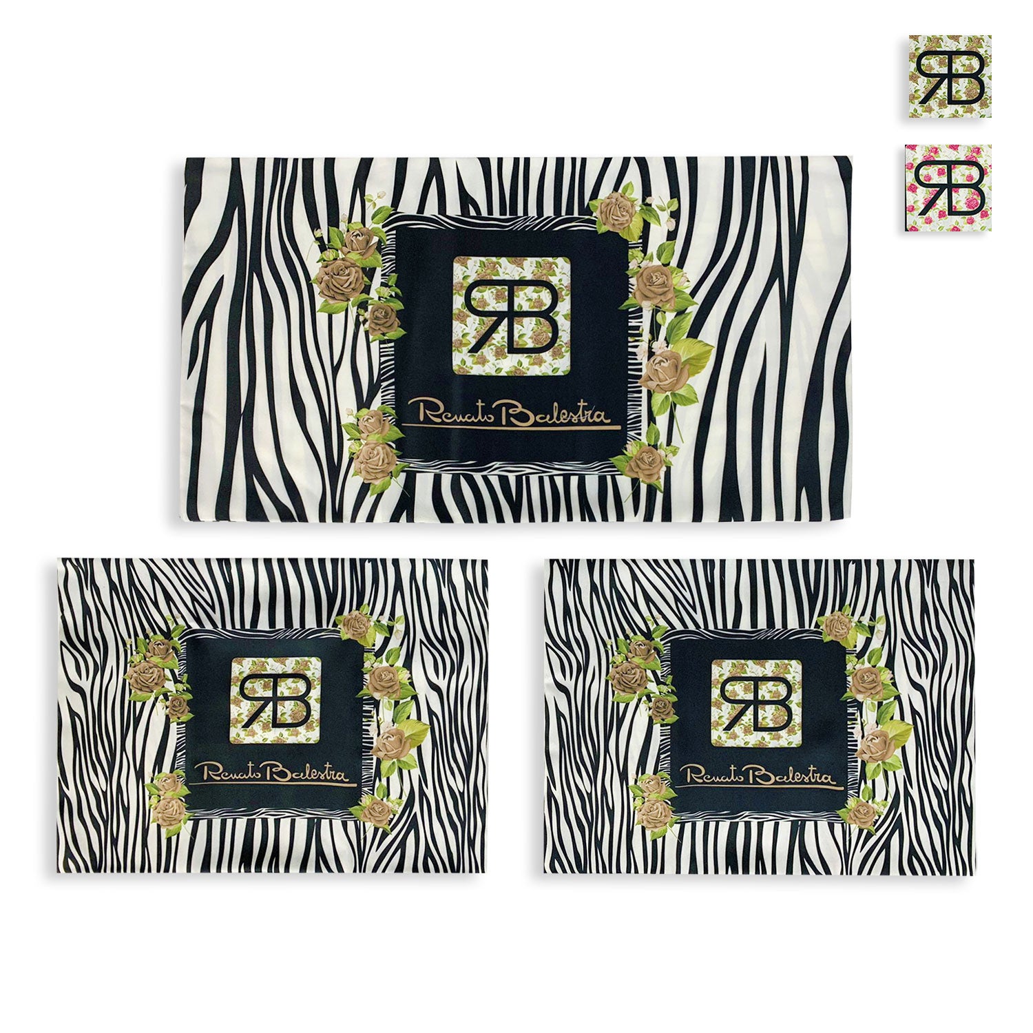 Completo centrini e runner set 3 pezzi Renato Balestra decorativi Flora 4860