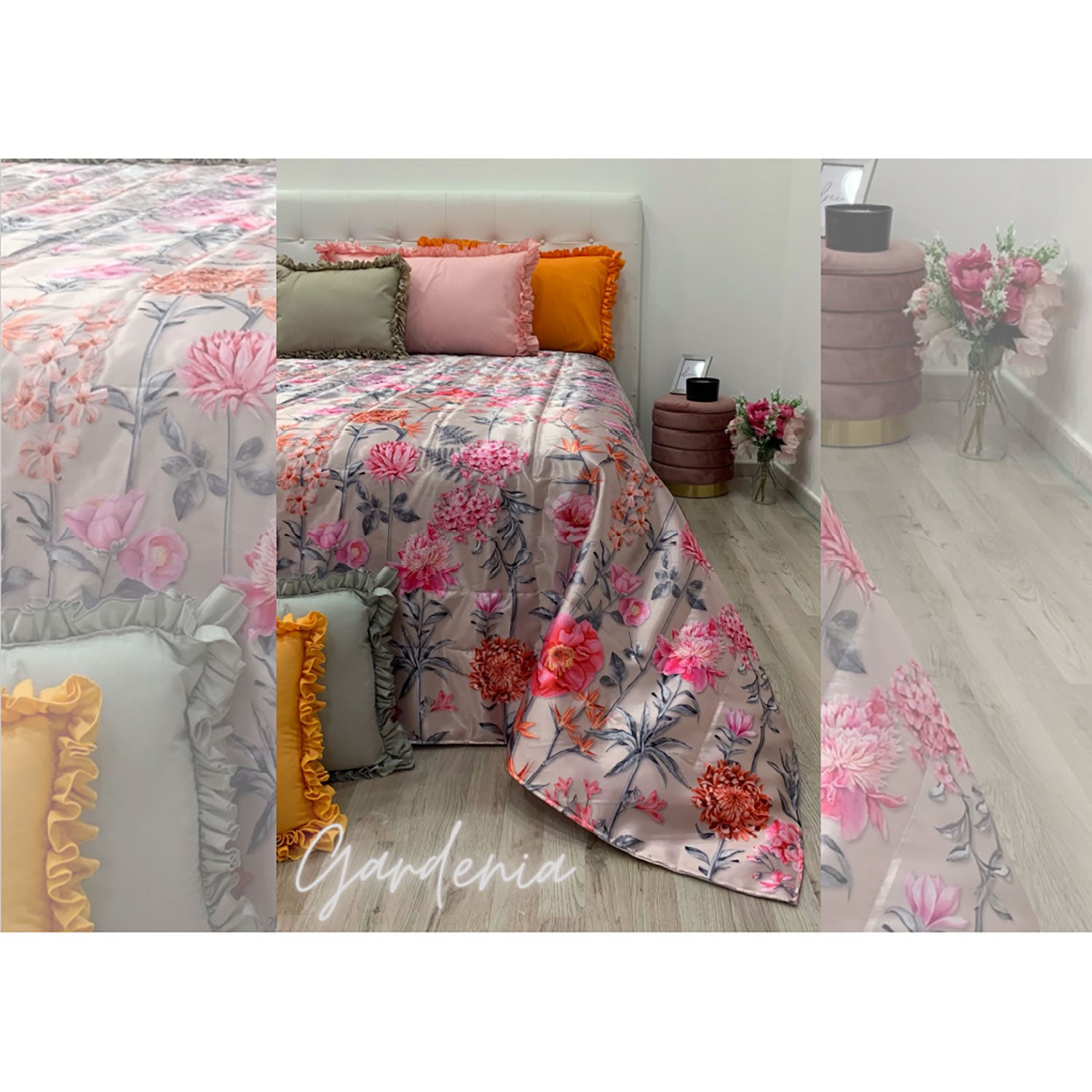 Trapuntino primaverile letto matrimoniale Gardenia floreale Renato Balestra 4865