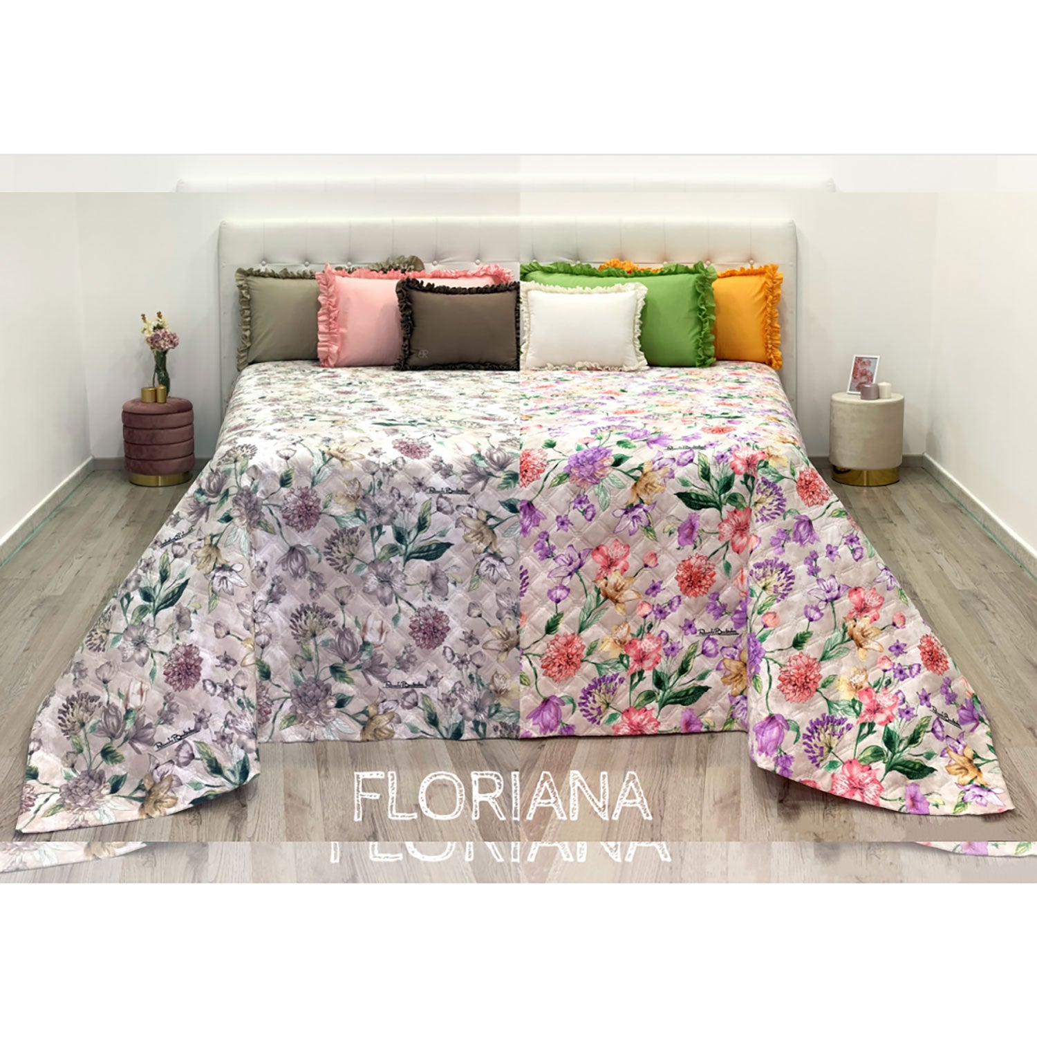 Copriletto primaverile letto matrimoniale floreale Renato Balestra Floriana 4878
