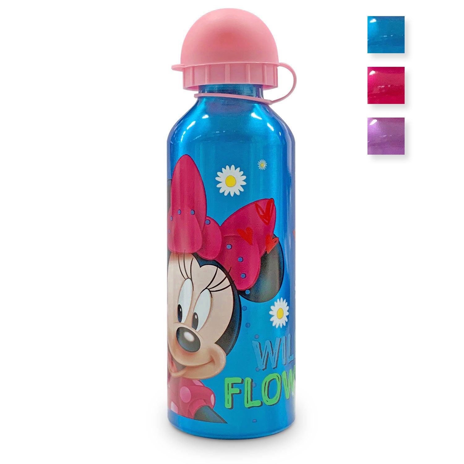 Bottiglie d'acqua riutilizzabili per bambini con Minnie Mouse, 325 ml, confezione da 12 pezzi con bottiglia da 325 ml con tappo a strappo e tatuaggi, adesivi per ragazze | Bottiglie d'acqua Minnie