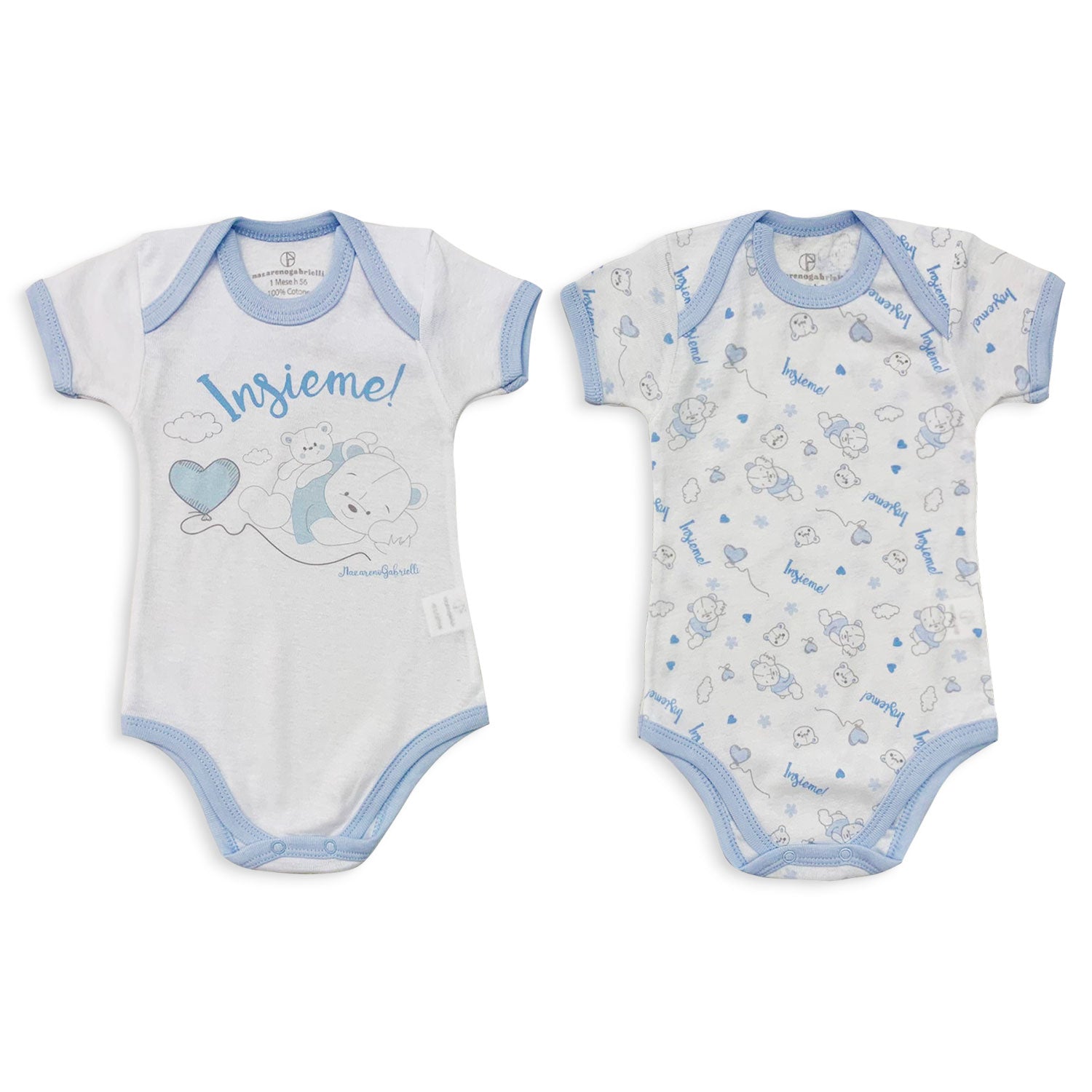 Coppia Body americano neonato cotone bimbo mezze maniche Nazareno Gabrielli 5005