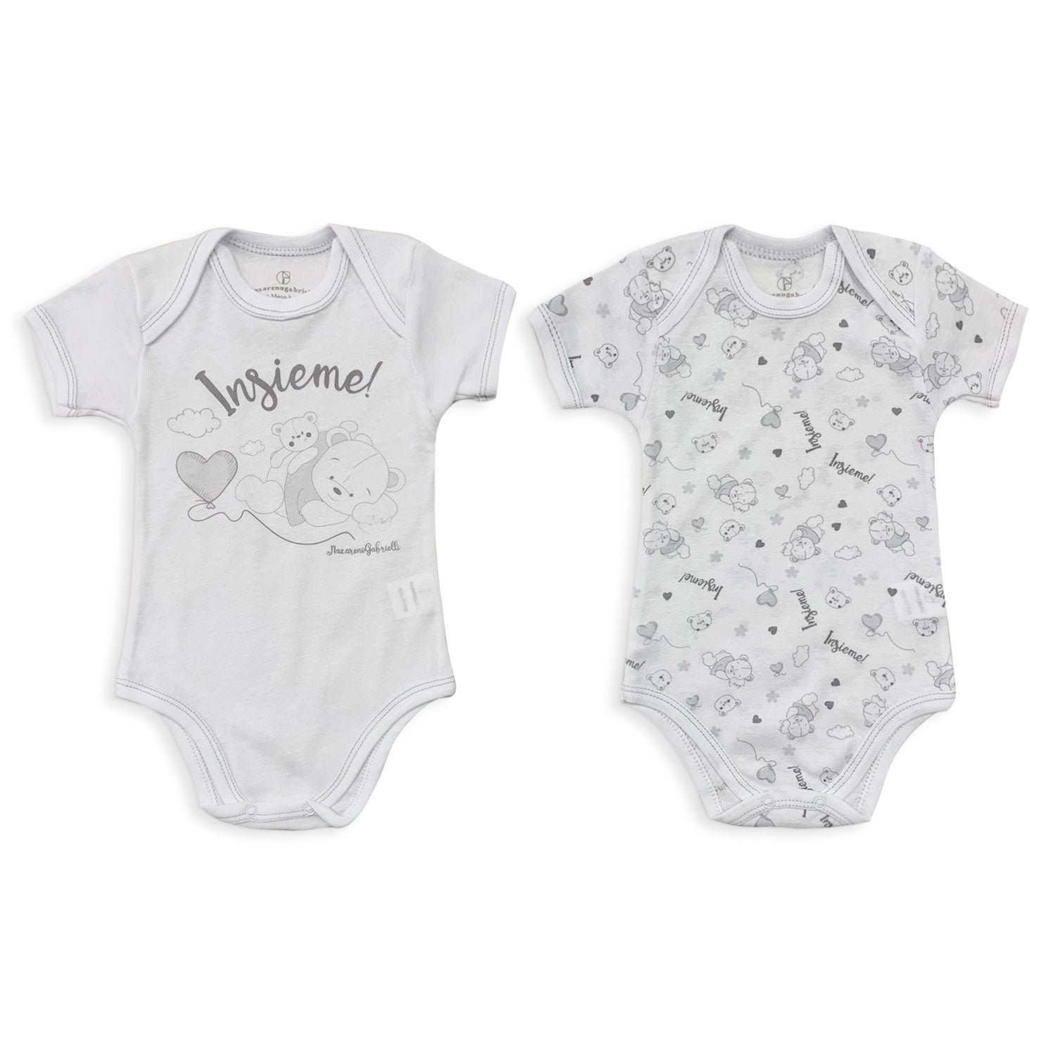 Coppia Body americano neonato cotone bimbo mezze maniche Nazareno Gabrielli 5006