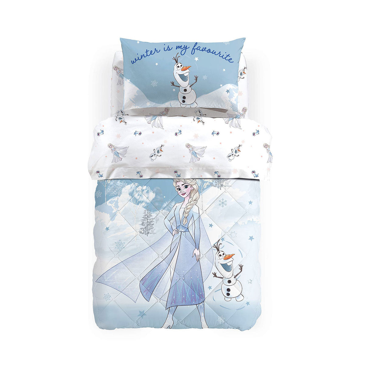 Copriletto trapuntato singolo Frozen Disney Caleffi Elsa 1 posto in cotone 5017