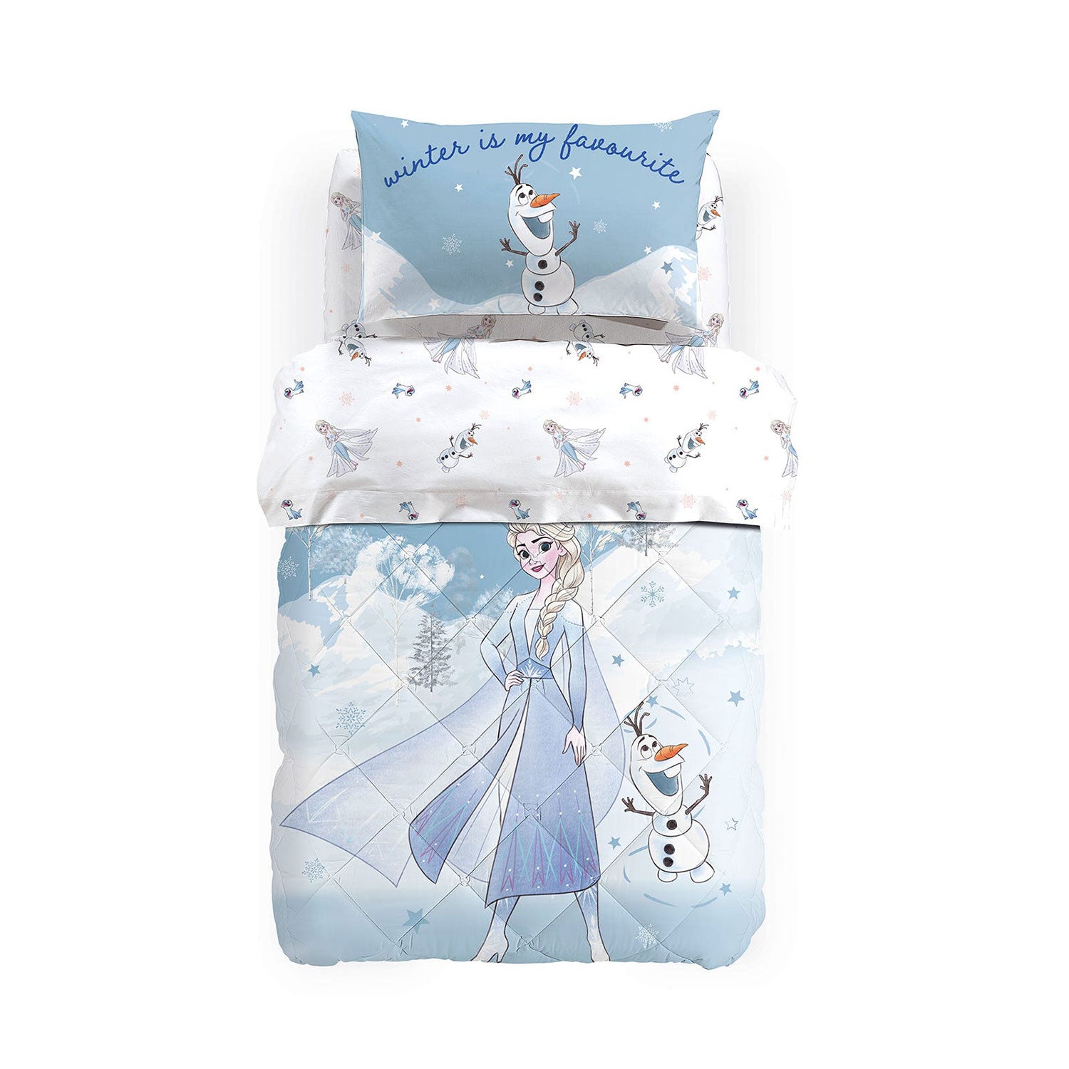 Copriletto trapuntato singolo Frozen Disney Caleffi Elsa 1 posto in cotone 5017