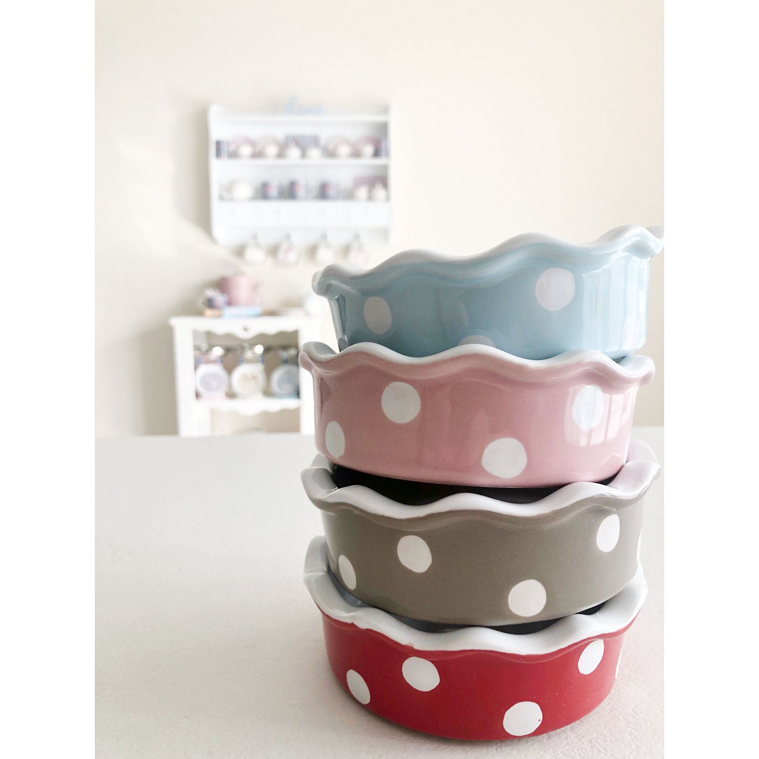 Tortiera in ceramica piccola Isabelle Rose in pois per dolci Ø 12cm h 4cm 5029