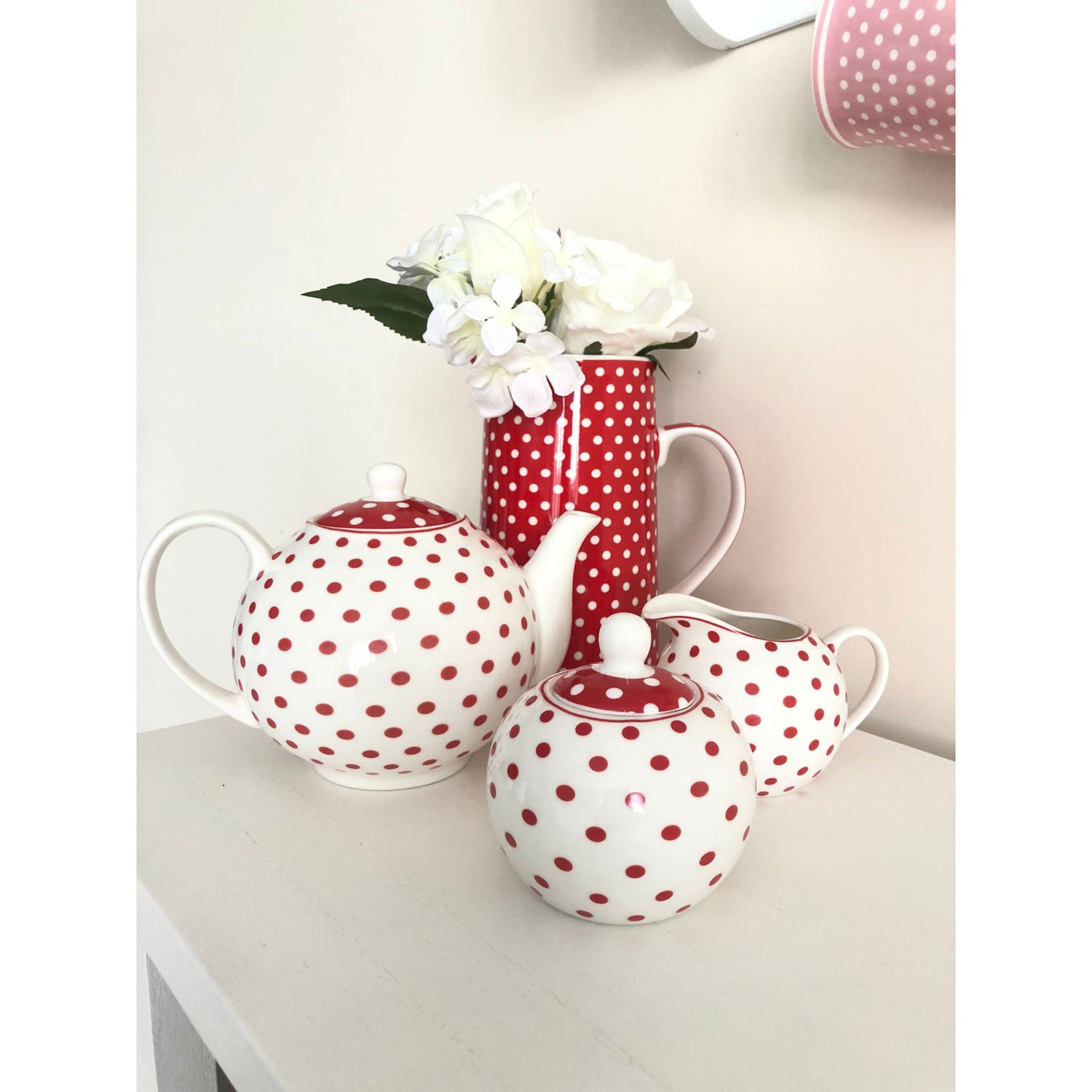 Lattiera in porcellana Isabelle Rose a pois brocca per latte bricco rotondo 5057