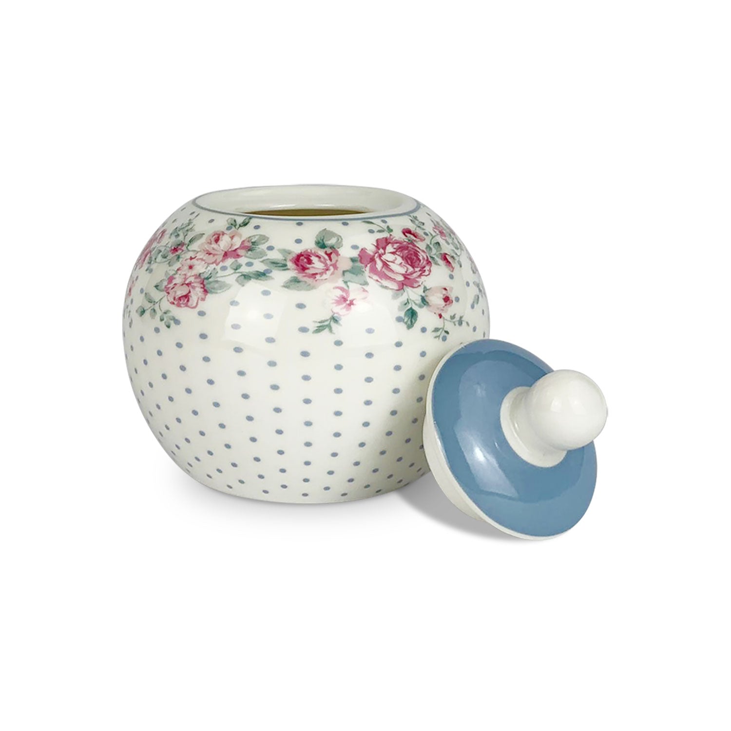 Zuccheriera in porcellana Isabelle Rose Julia Shabby chic rotonda con fiori 5066