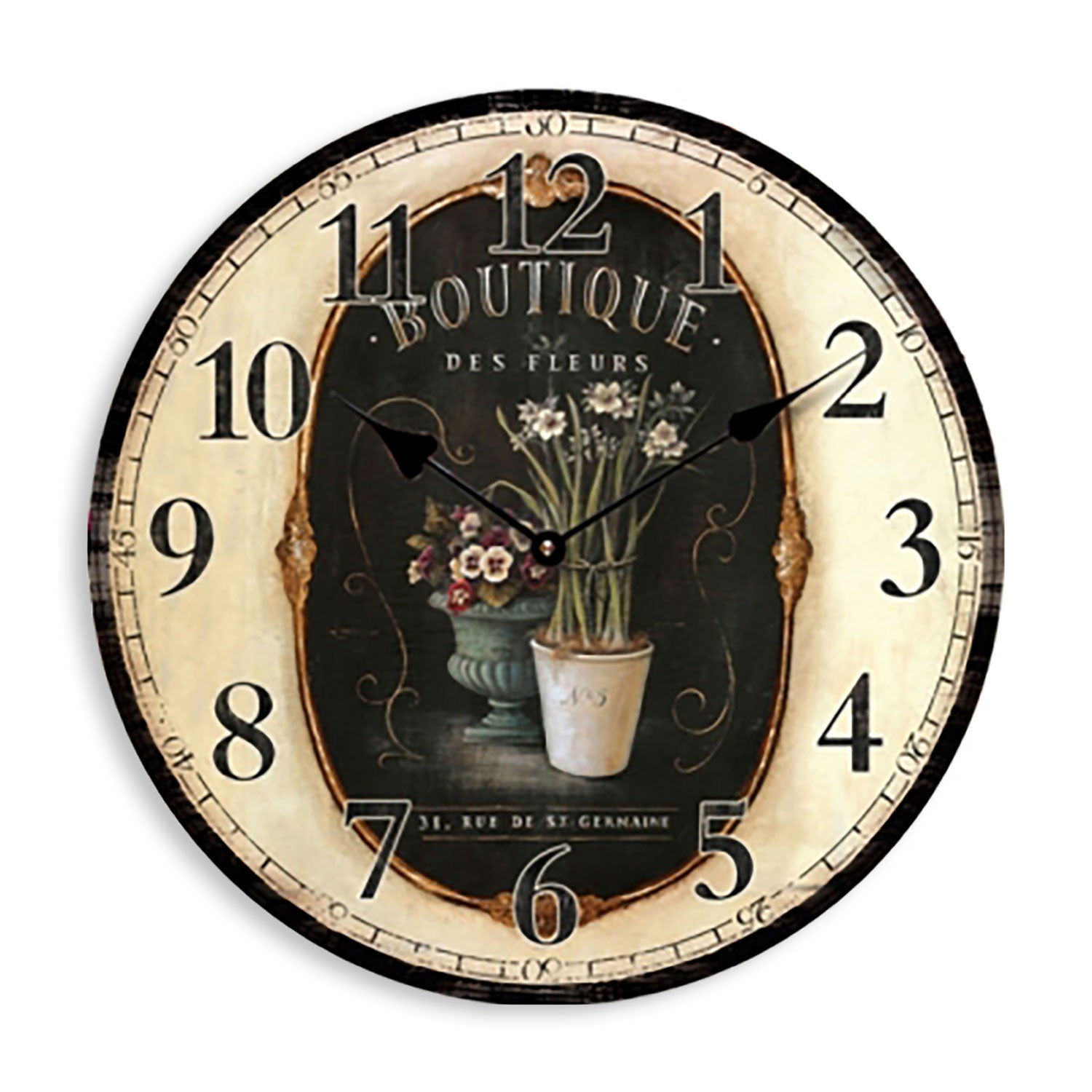 Orologio in legno da parete stile retrò Isabelle Rose floreale Shabby chic 5175