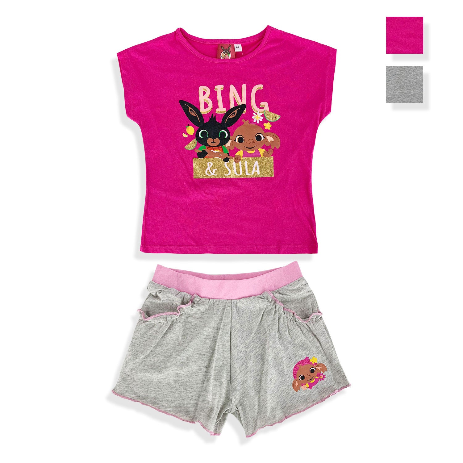 Pigiama corto bambina Bing completo t-shirt e pantaloncino in cotone 5202