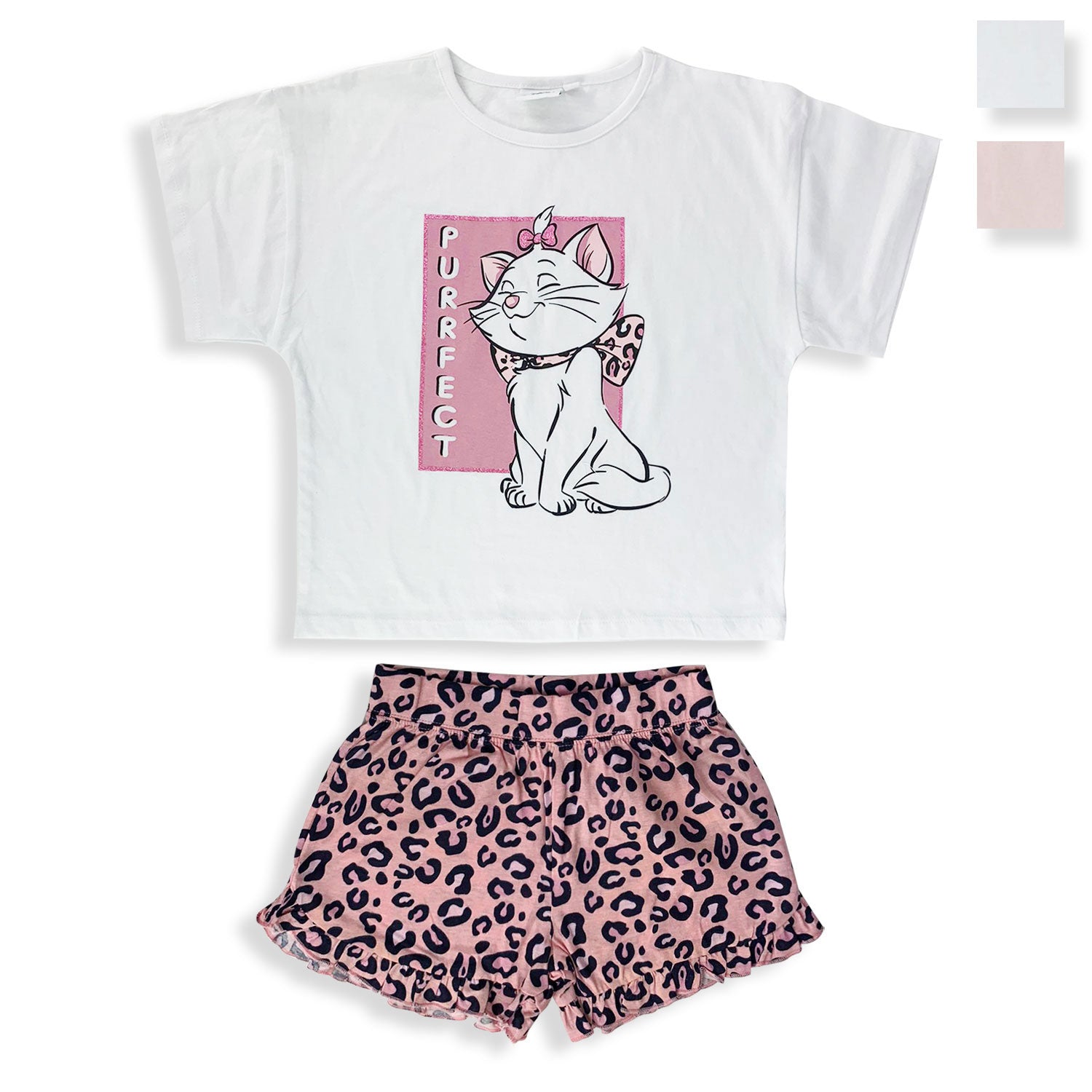 Pigiama corto bambina Disney Aristogatti Marie T-shirt pantaloncino cotone 5424