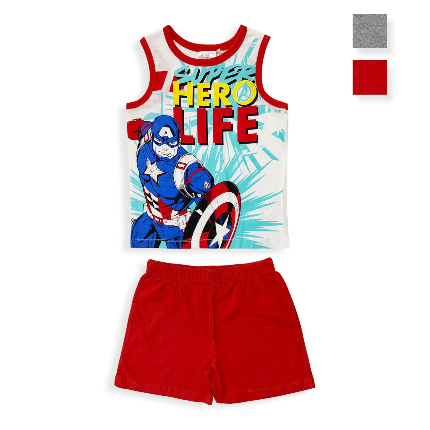 Completo bambino Marvel Avengers canotta e pantaloncino in cotone stampato 5443
