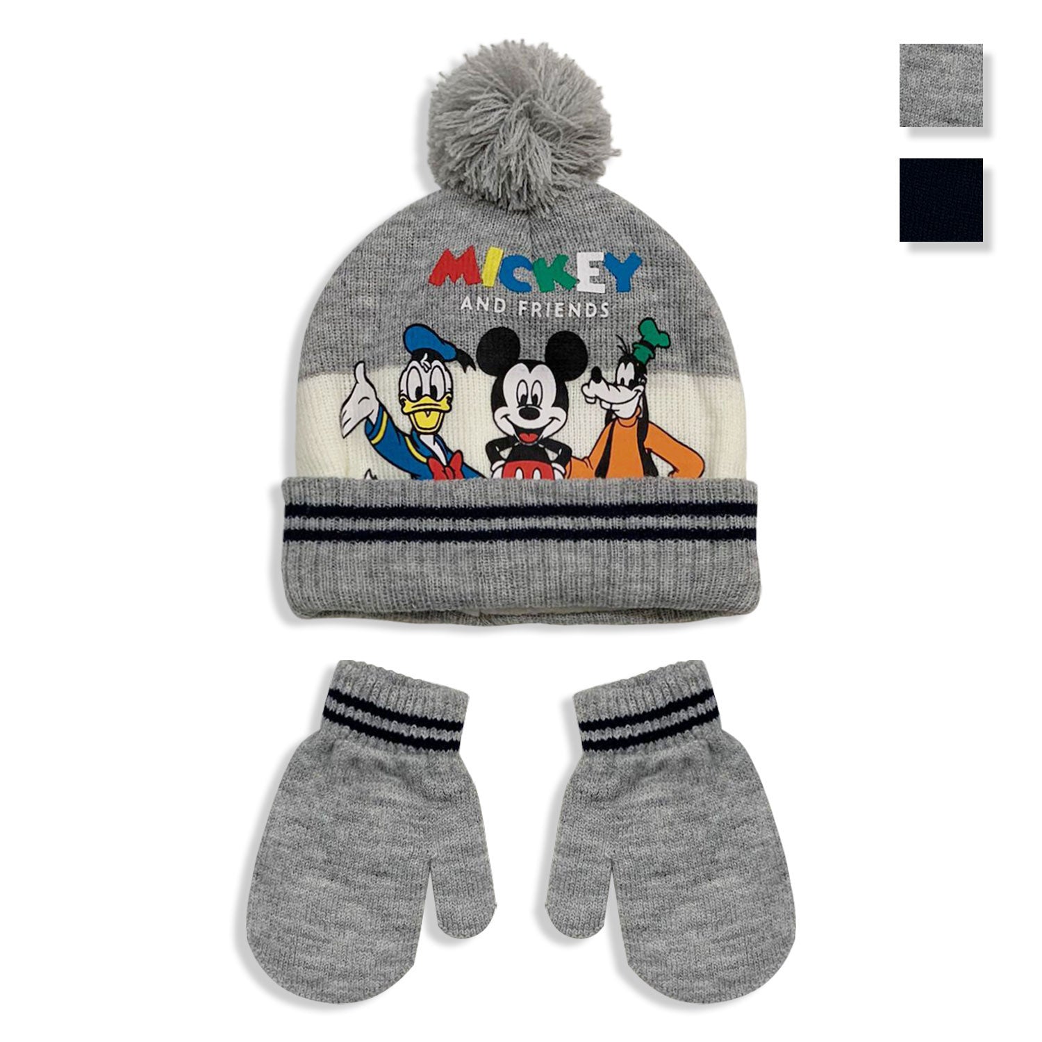 Disney Mickey Mouse Wintermütze und Handschuhe Set mit Bommeln für Kin