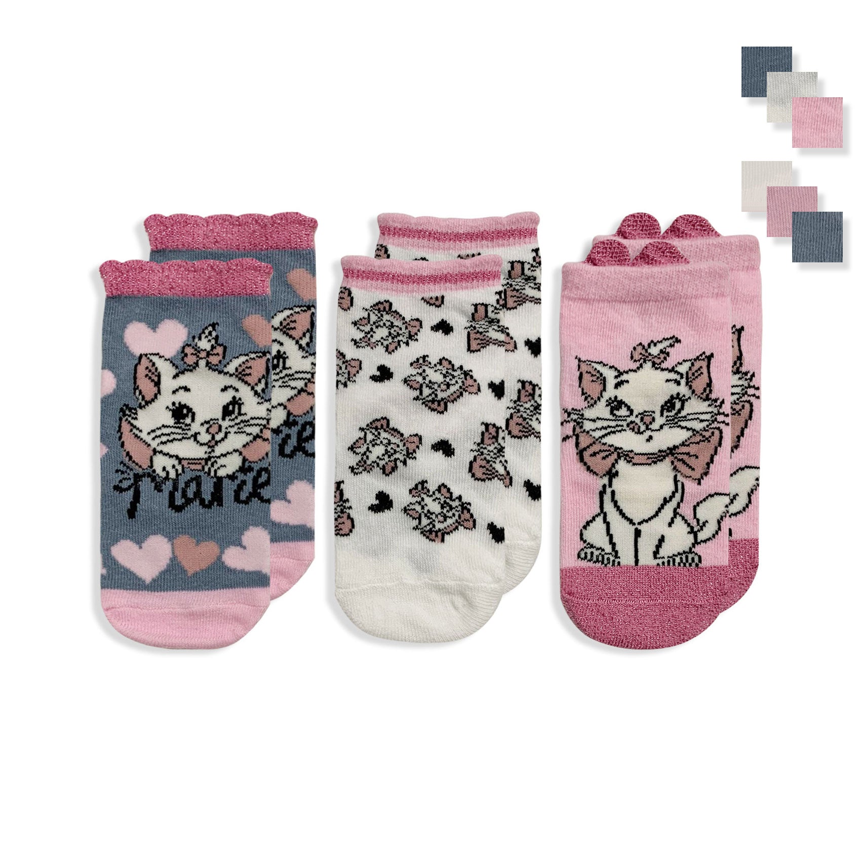 Calzini Disney baby Marie set 3 paia per neonato in cotone Calze Bimba 5683