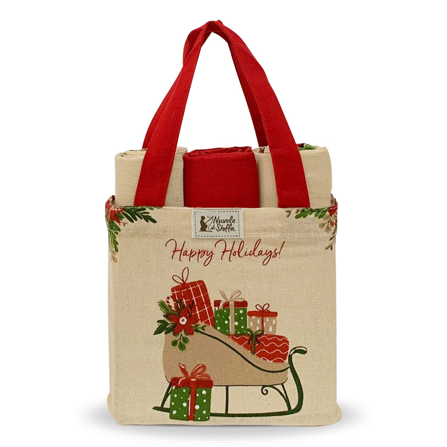 Weihnachts-Geschirrtücher und Taschen-Set, Stoffwolken, Dekoration, We