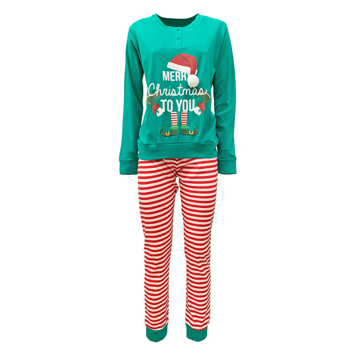 Pigiama natalizio donna lungo ragazza Elfo Natale caldo cotone Oronero 5780