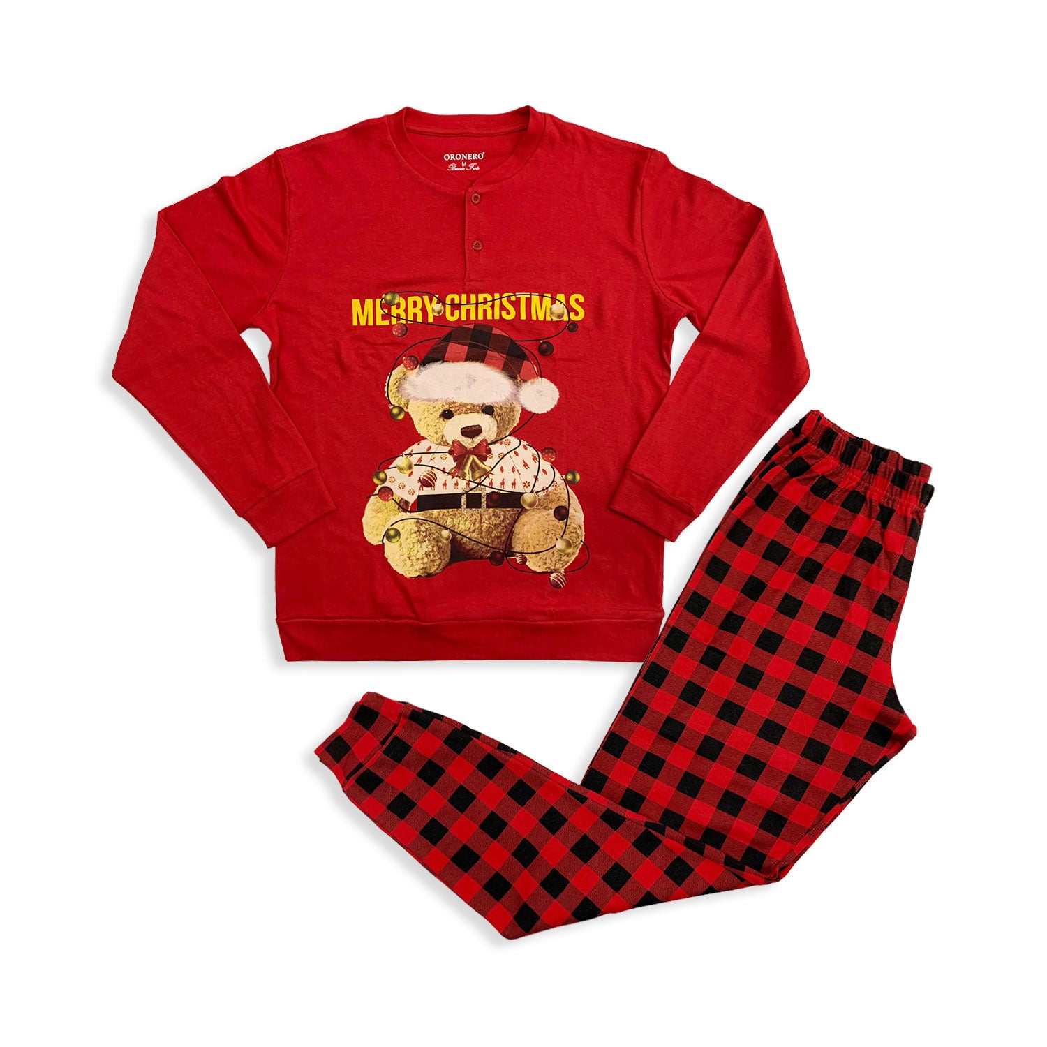 Pigiama natalizio uomo lungo ragazzo Regalo Natale caldo cotone Oronero 5781