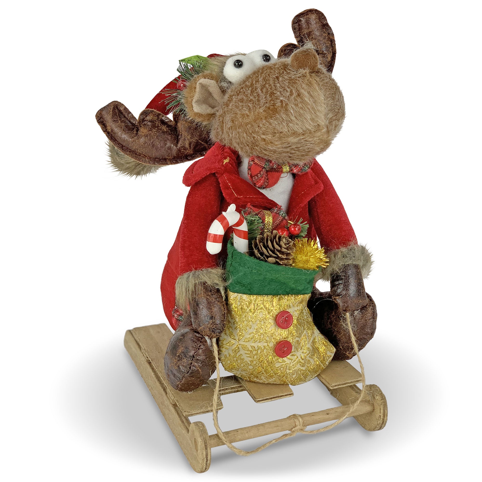 Weihnachtsdekoration Weihnachtsmann Rentier auf Schlitten Plüsch Gesch