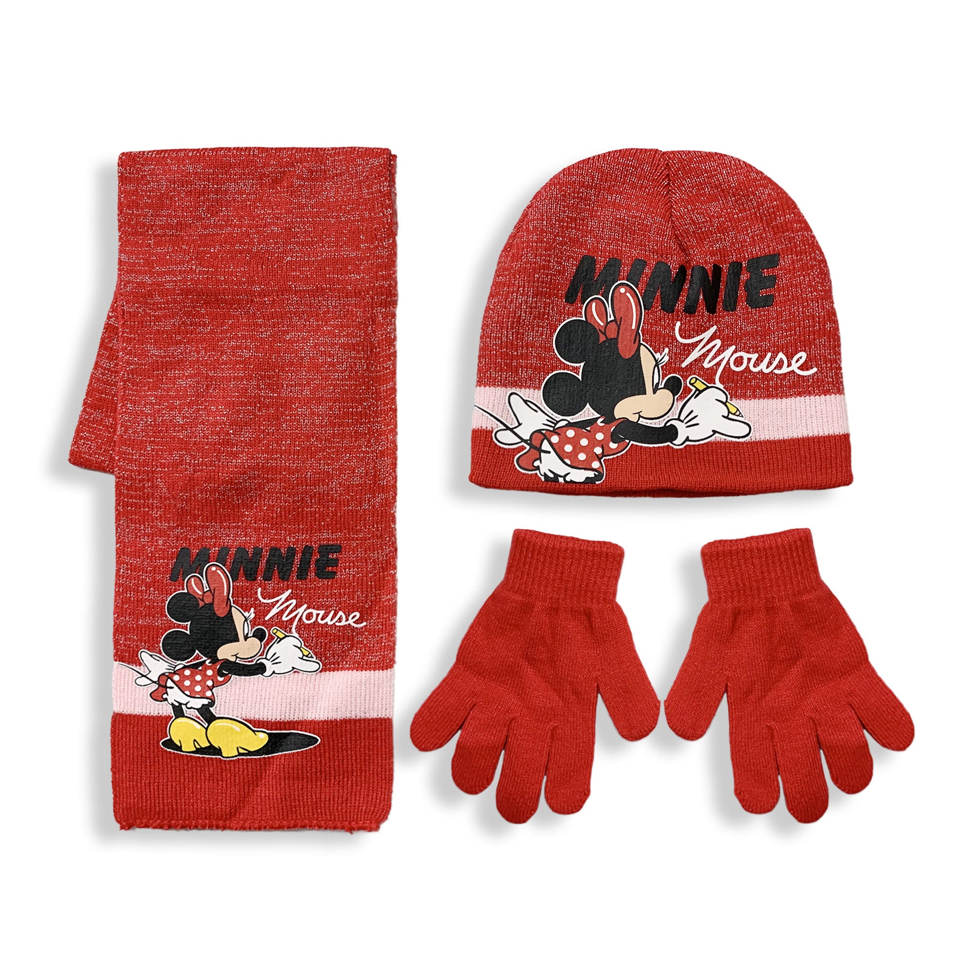 Sciarpa Cappello guanti Disney Minnie Mouse set invernale glitter bambina 5904