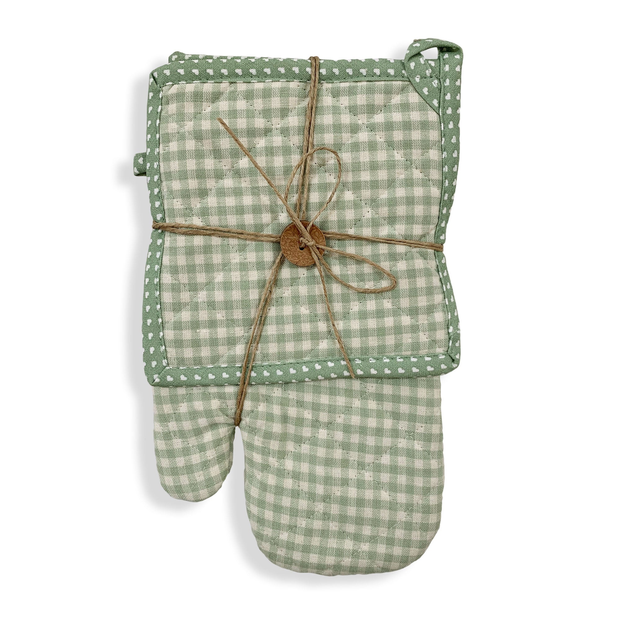 Set Guantone e presina Nuvole di Stoffa Idea Regalo cotone vichy Cuori Tati 5993