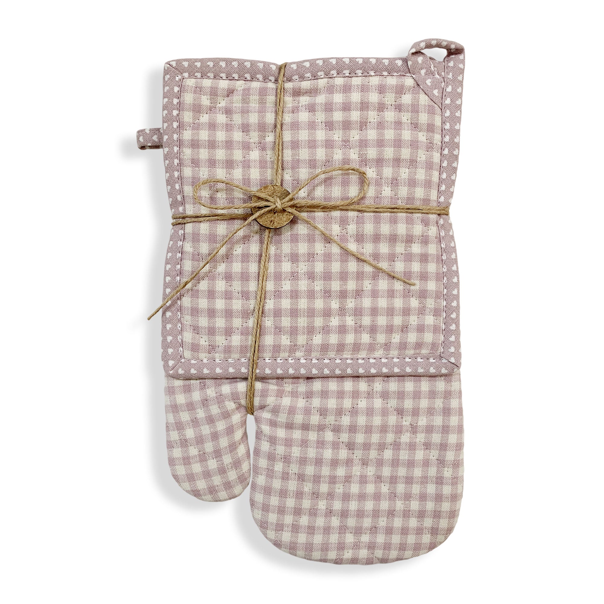 Set Guantone e presina Nuvole di Stoffa Idea Regalo cotone vichy Cuori Tati 6001