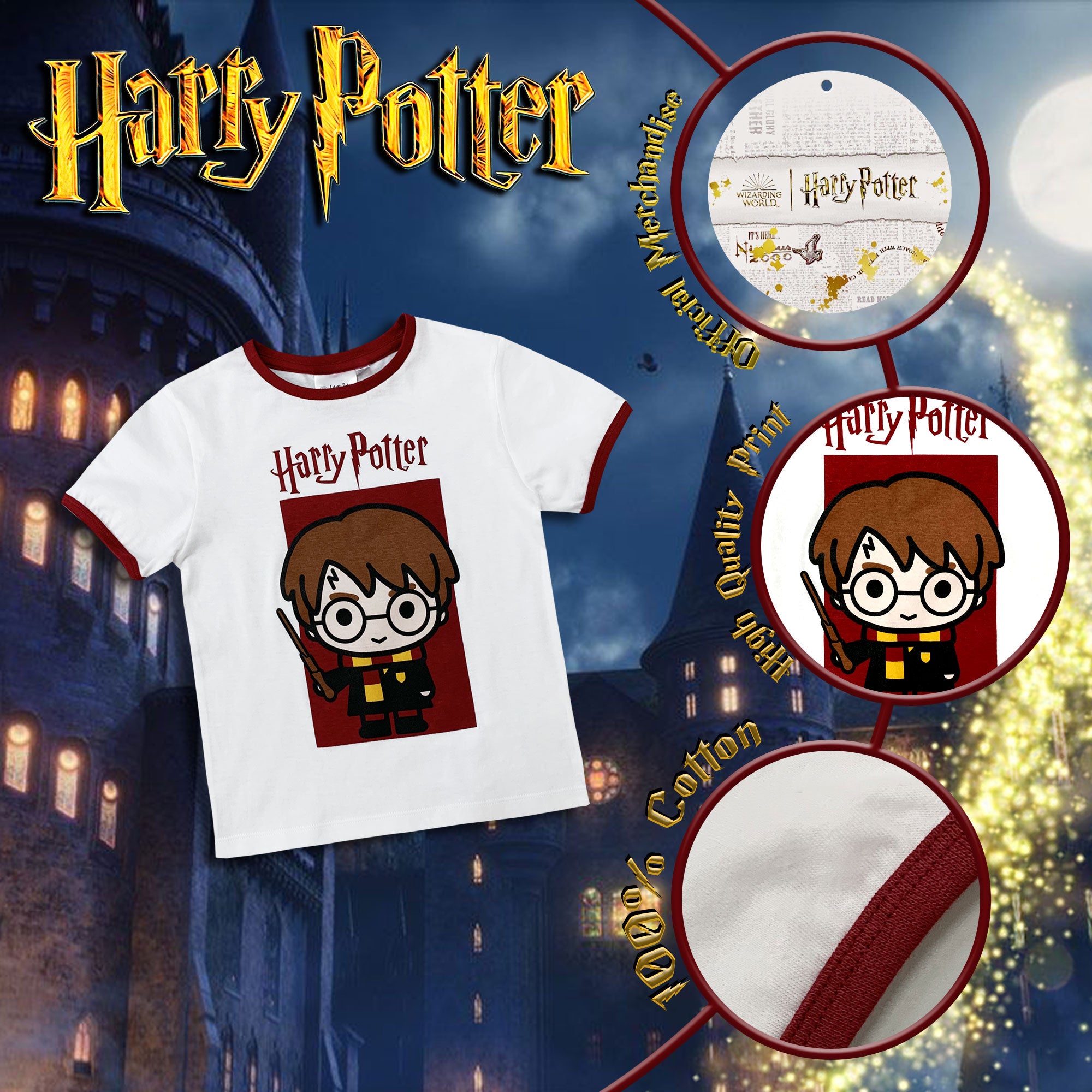 Maglia stampata Harry Potter maglietta maniche corte in cotone bambino 6036