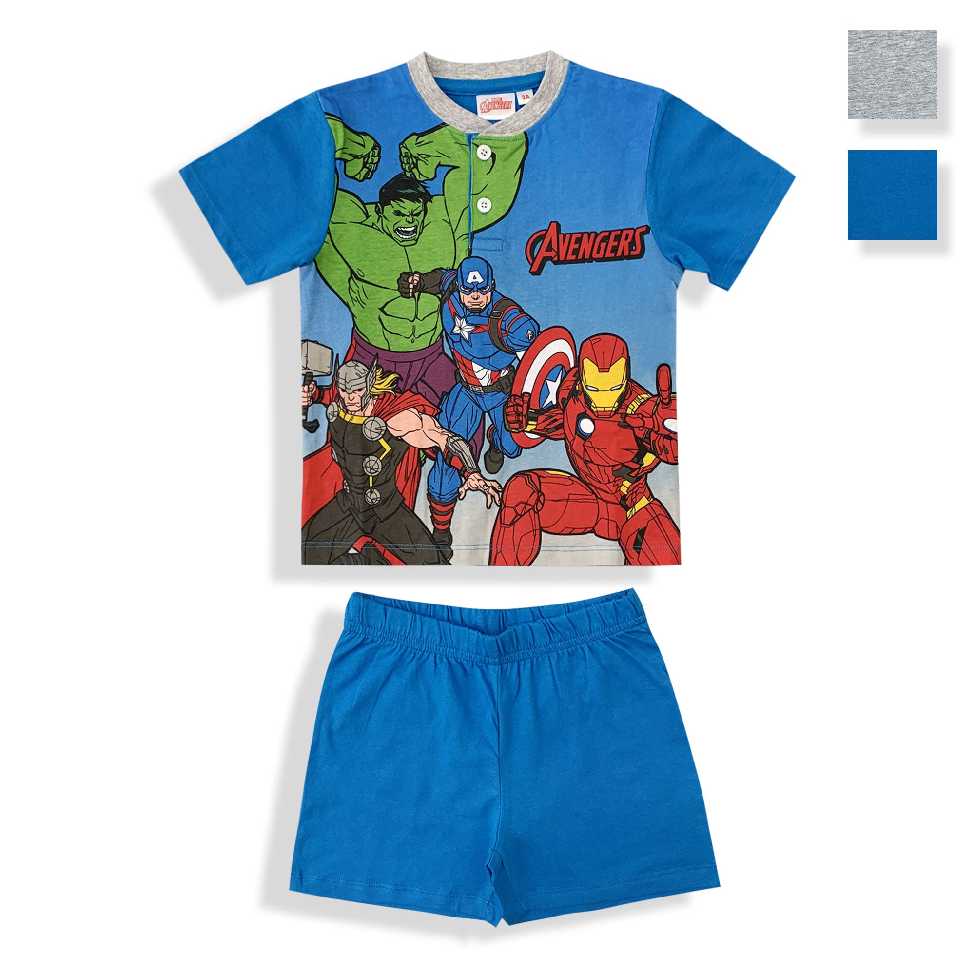 Pigiama bambino Marvel Avengers maglia e pantalone corto estivo in cotone 6090