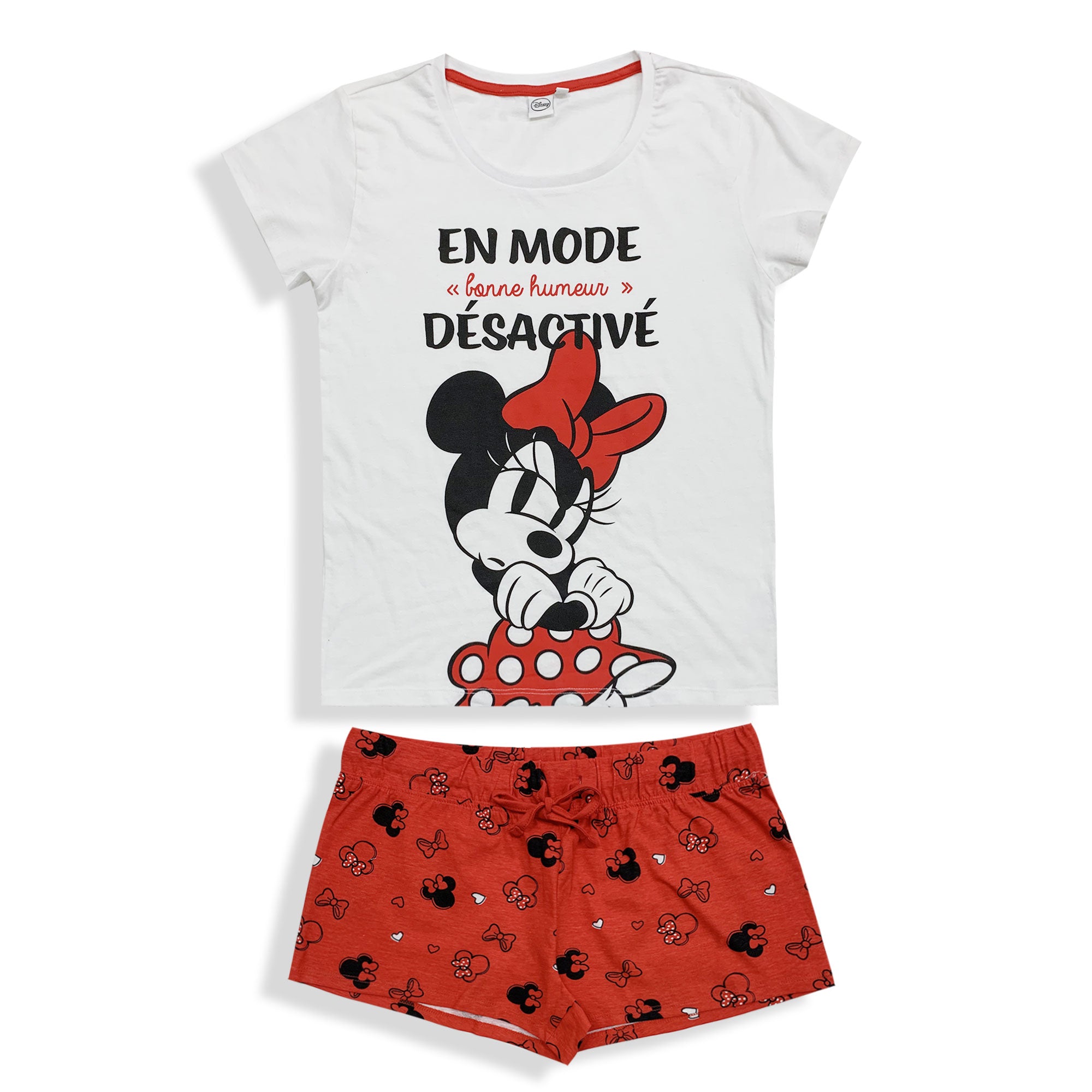 Pigiama corto donna Disney Minnie Mouse t-shirt e short in cotone estivo 6092