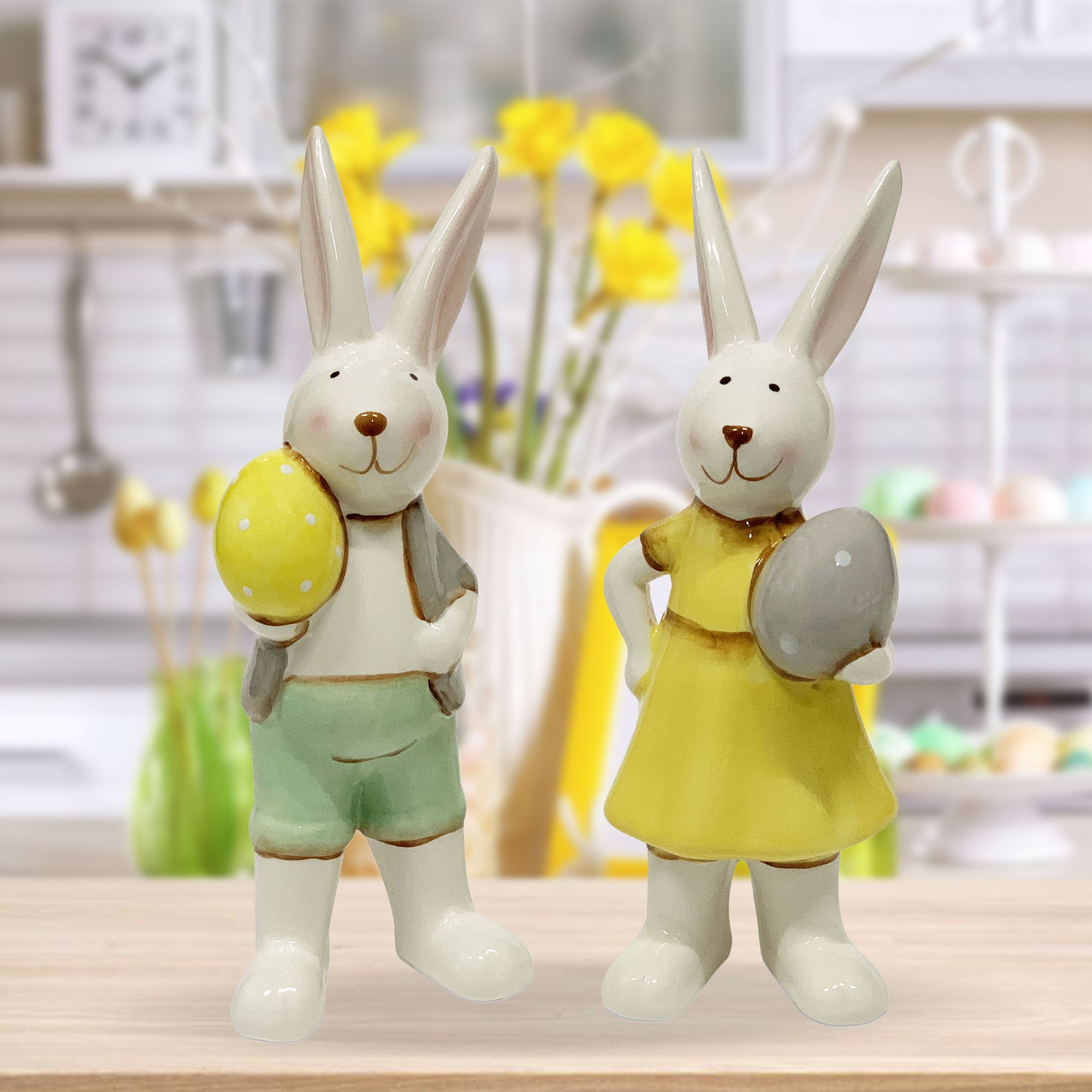 Coniglietto di Pasqua Decorazione pasquale in ceramica Nuvole di Stoffa 6115