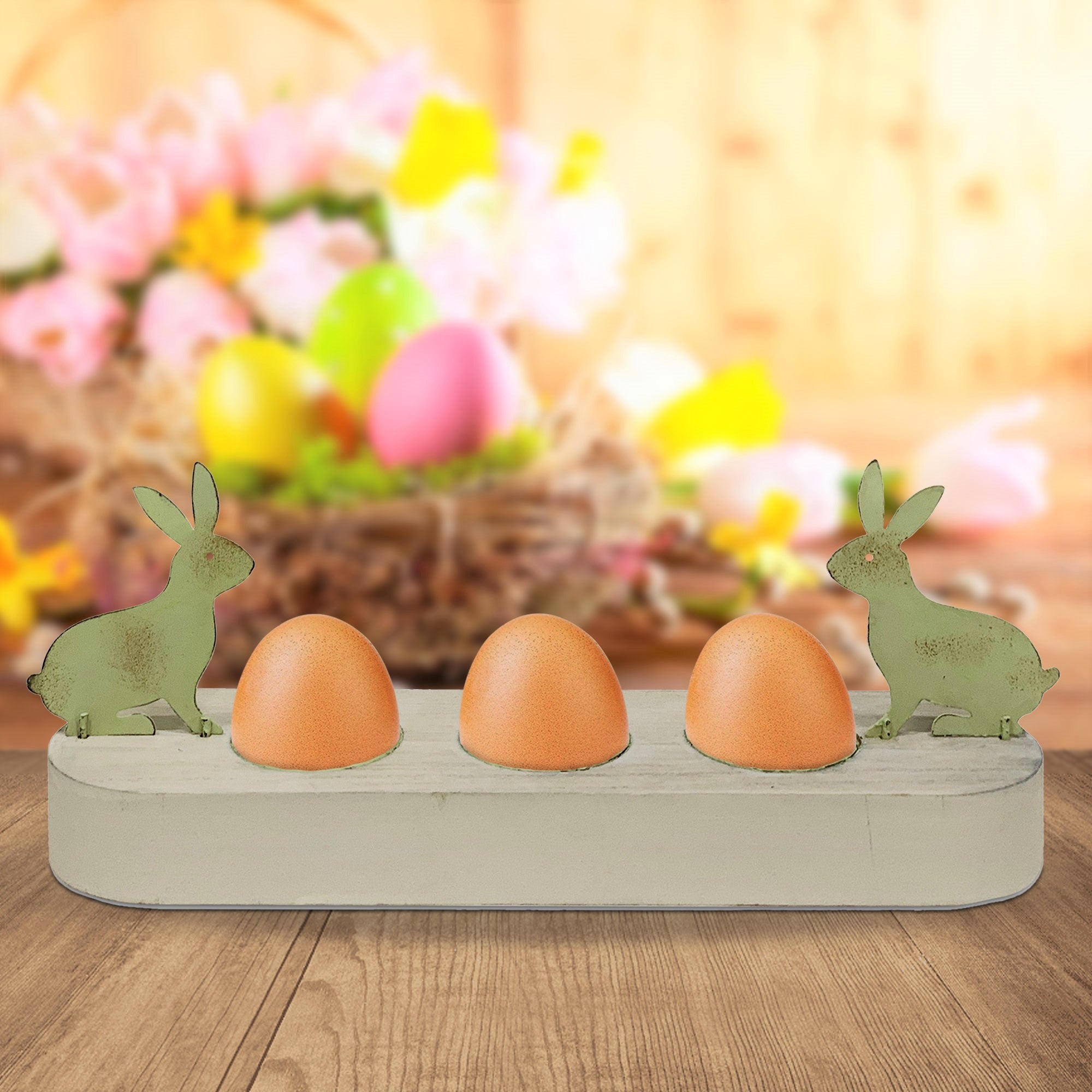 Portauova in legno pasquale decorazione Pasqua coniglietti Nuvole di Stoffa 6120