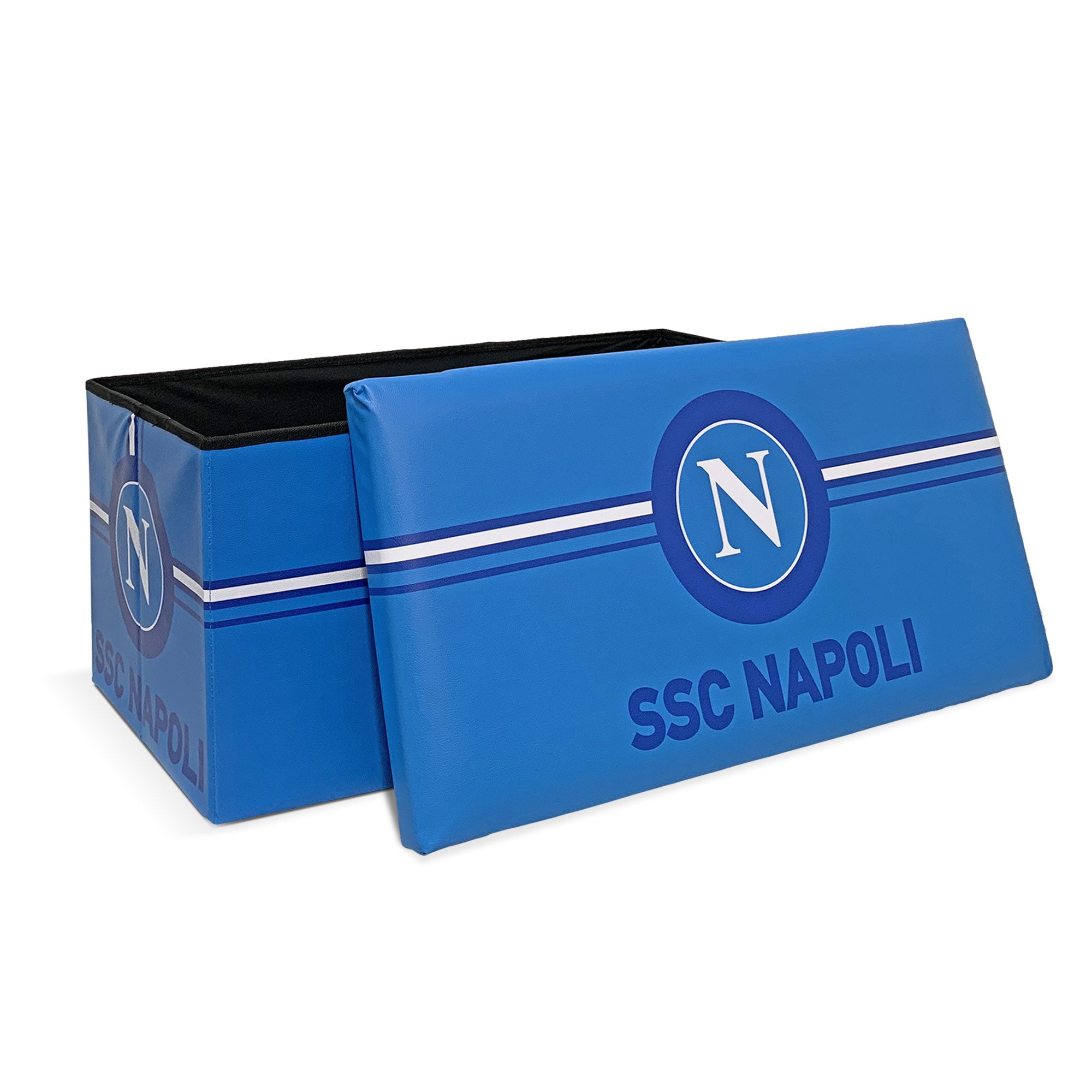 Panca Contenitore SSC Napoli Pouf Baule Poggiapiedi in ecopelle 76x38x38cm 6128