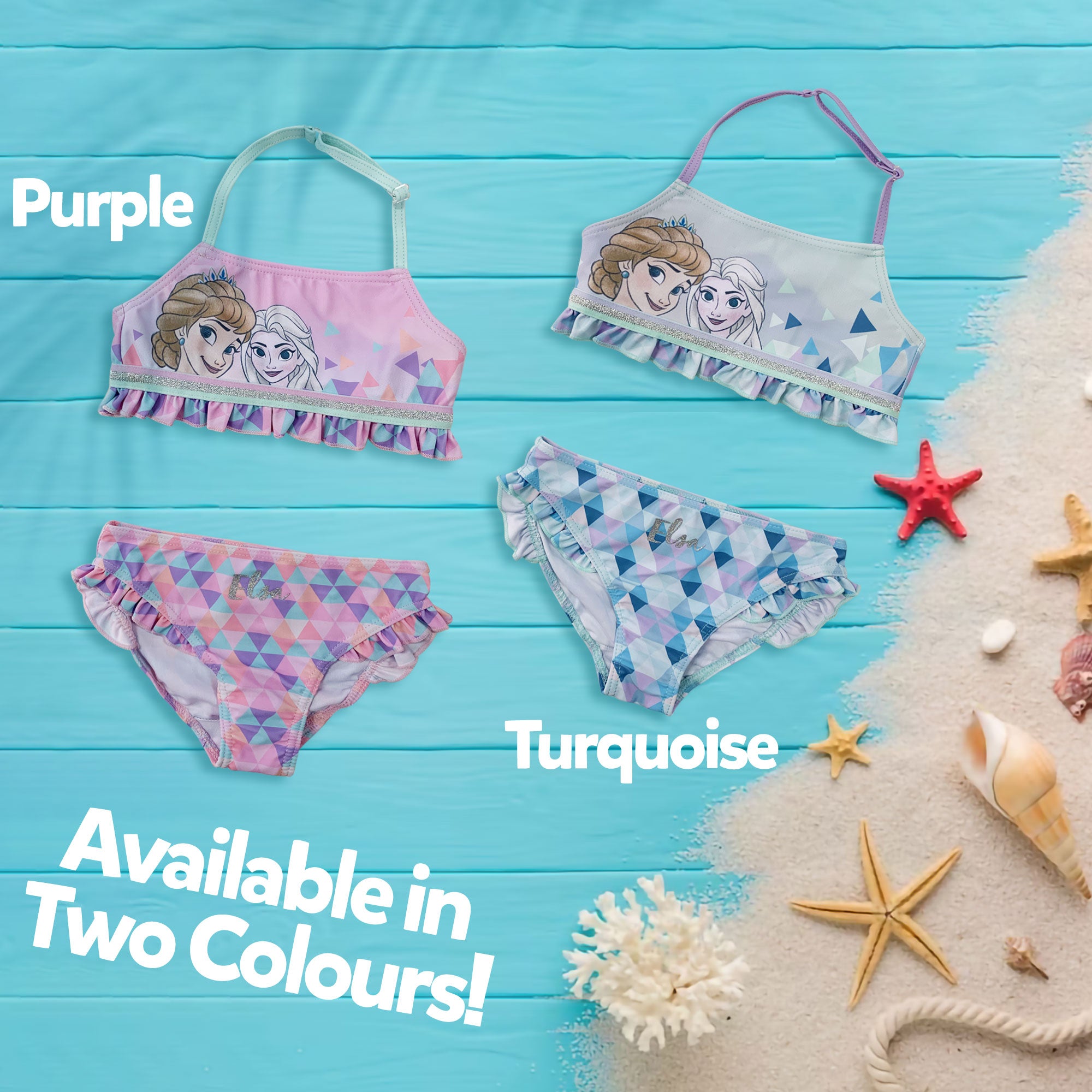 Costume da bagno bambina Disney Frozen Elsa e Anna due pezzi bikini mare 6156