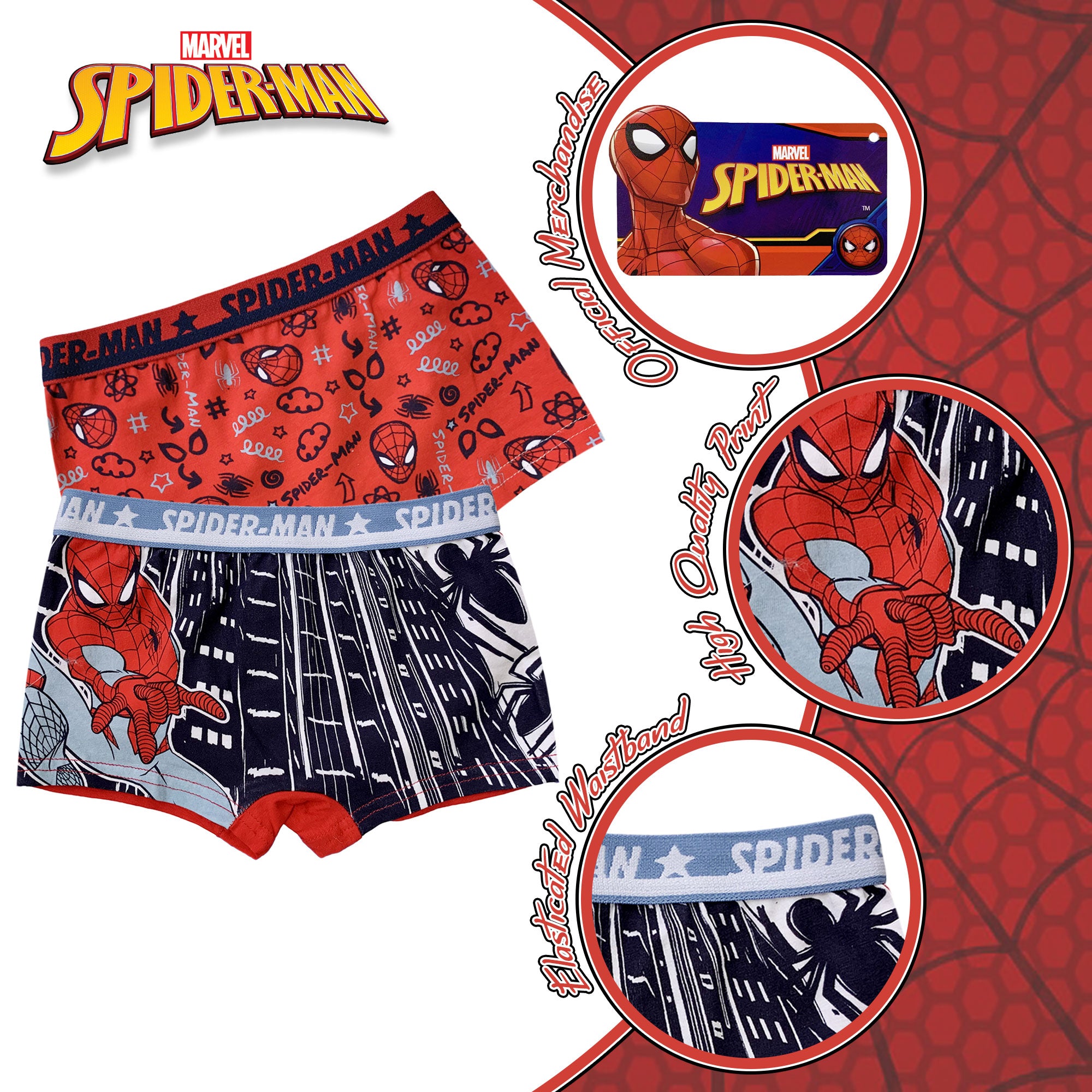 Set 2 Boxer Marvel Spiderman bambino shorties mutandine intimo in cotone 6191