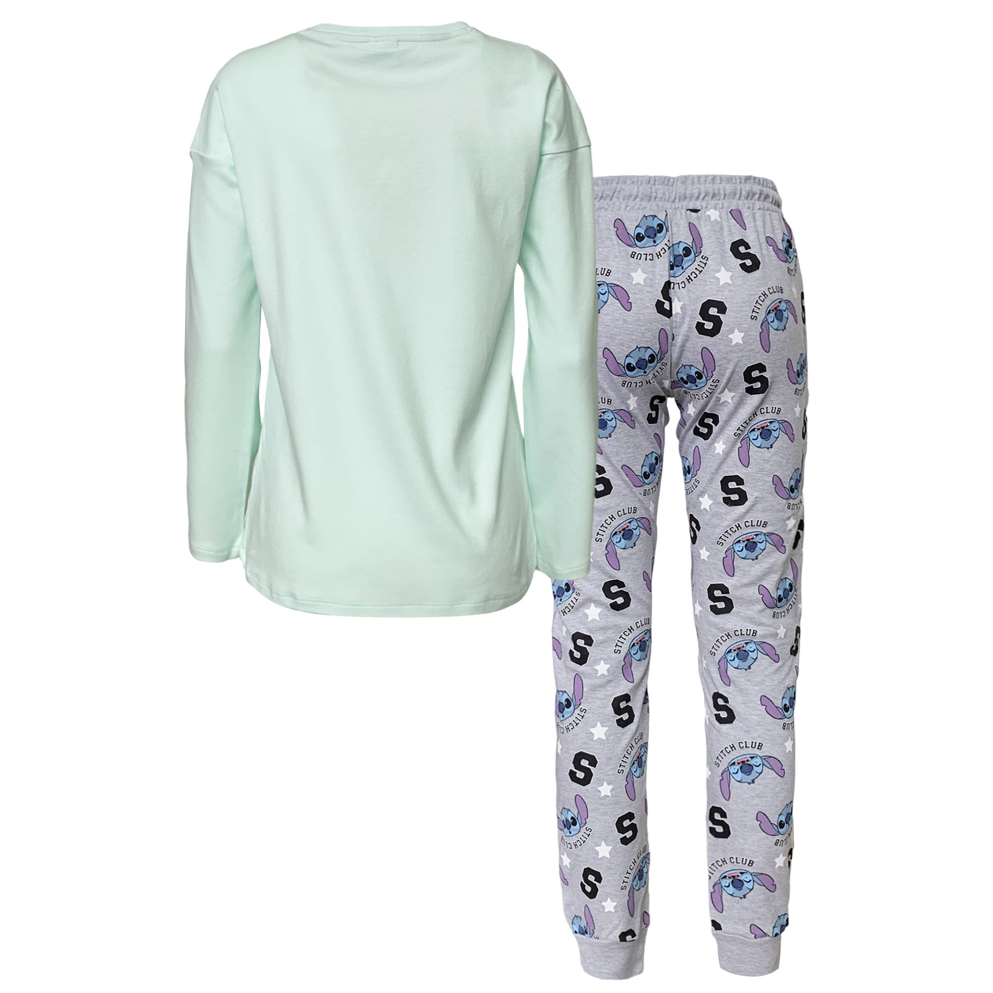 Pigiama lungo donna Disney Lilo e Stitch maglia e pantalone in cotone 6258